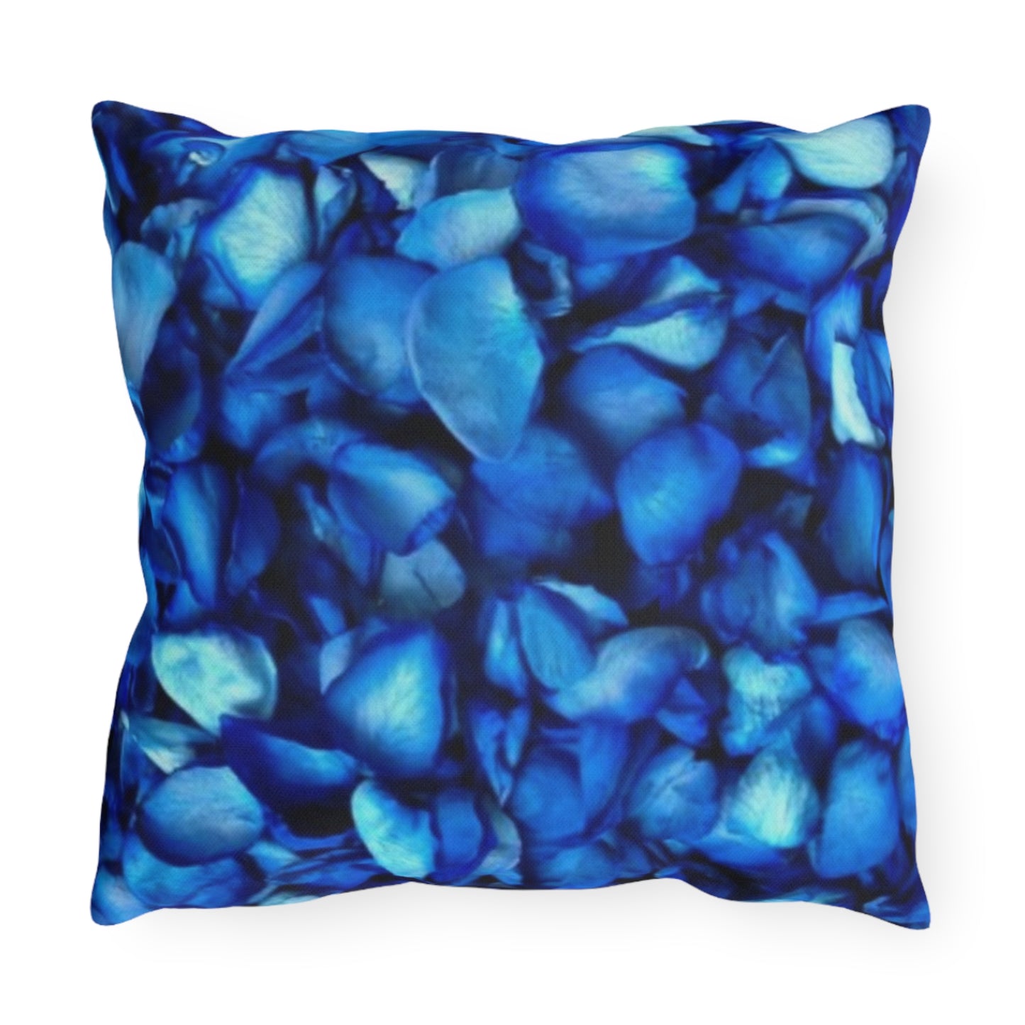 Blue Petals Floral Outdoor Pillow