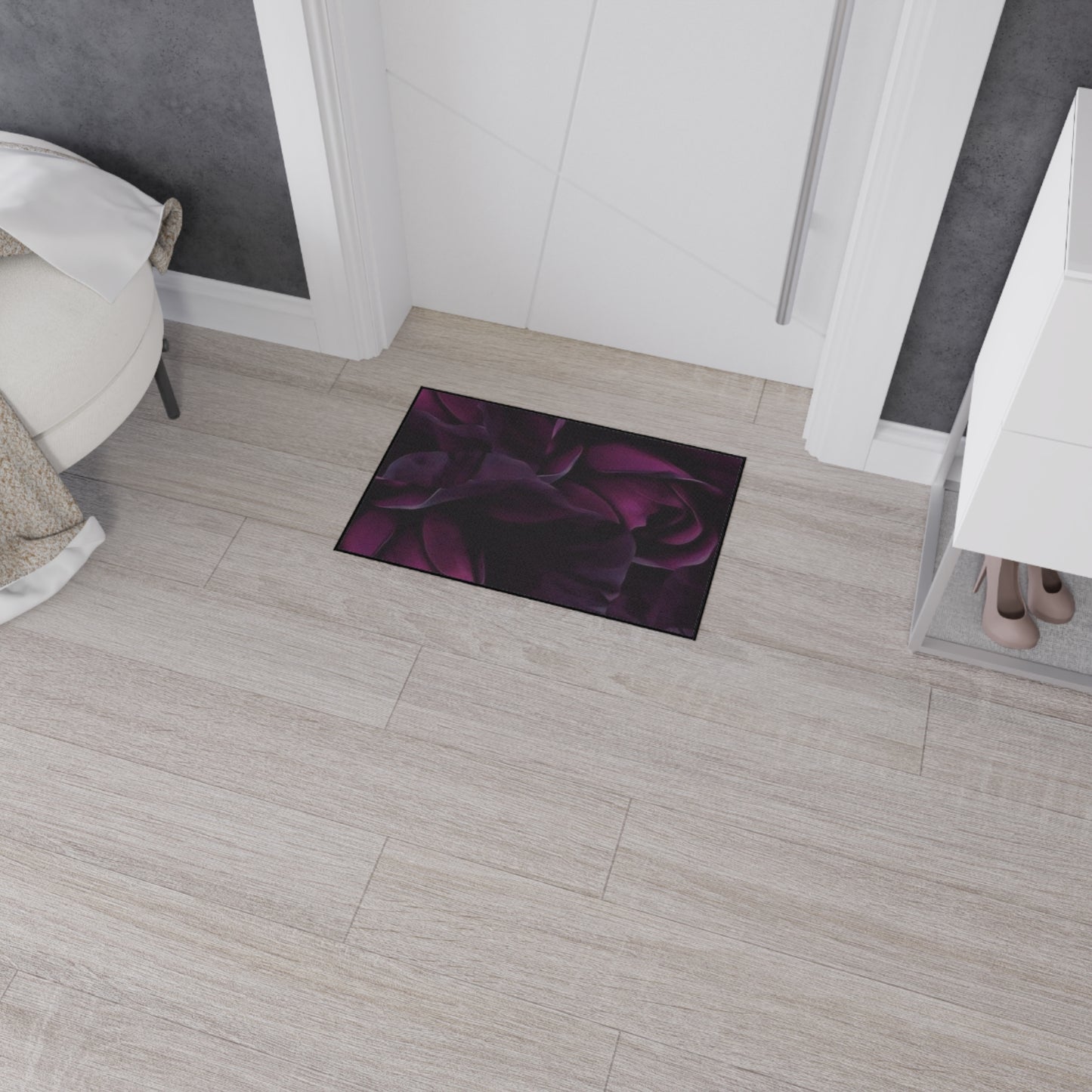 Dark Purple Floral Heavy Duty Floor Mat