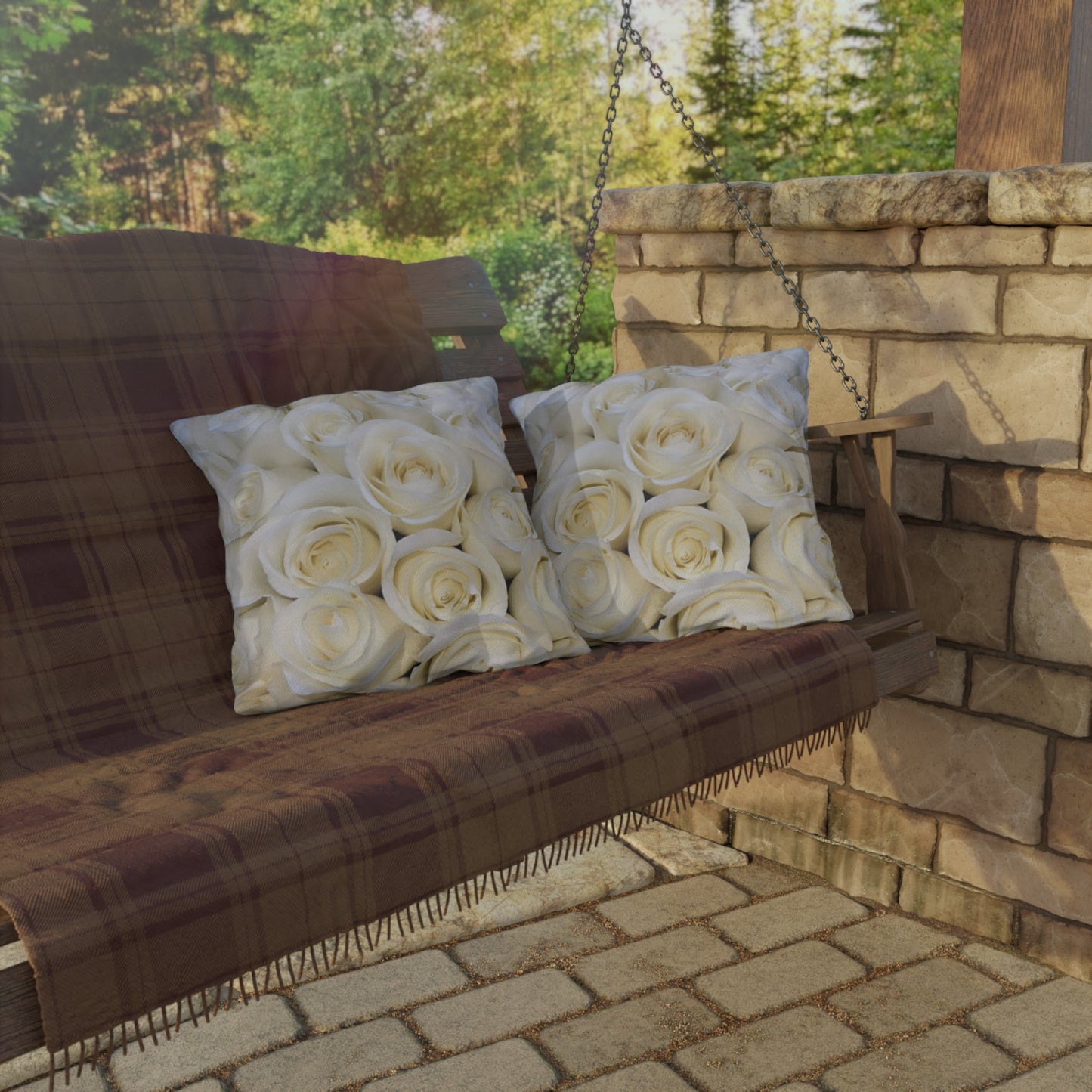 White Roses Outdoor Pillow