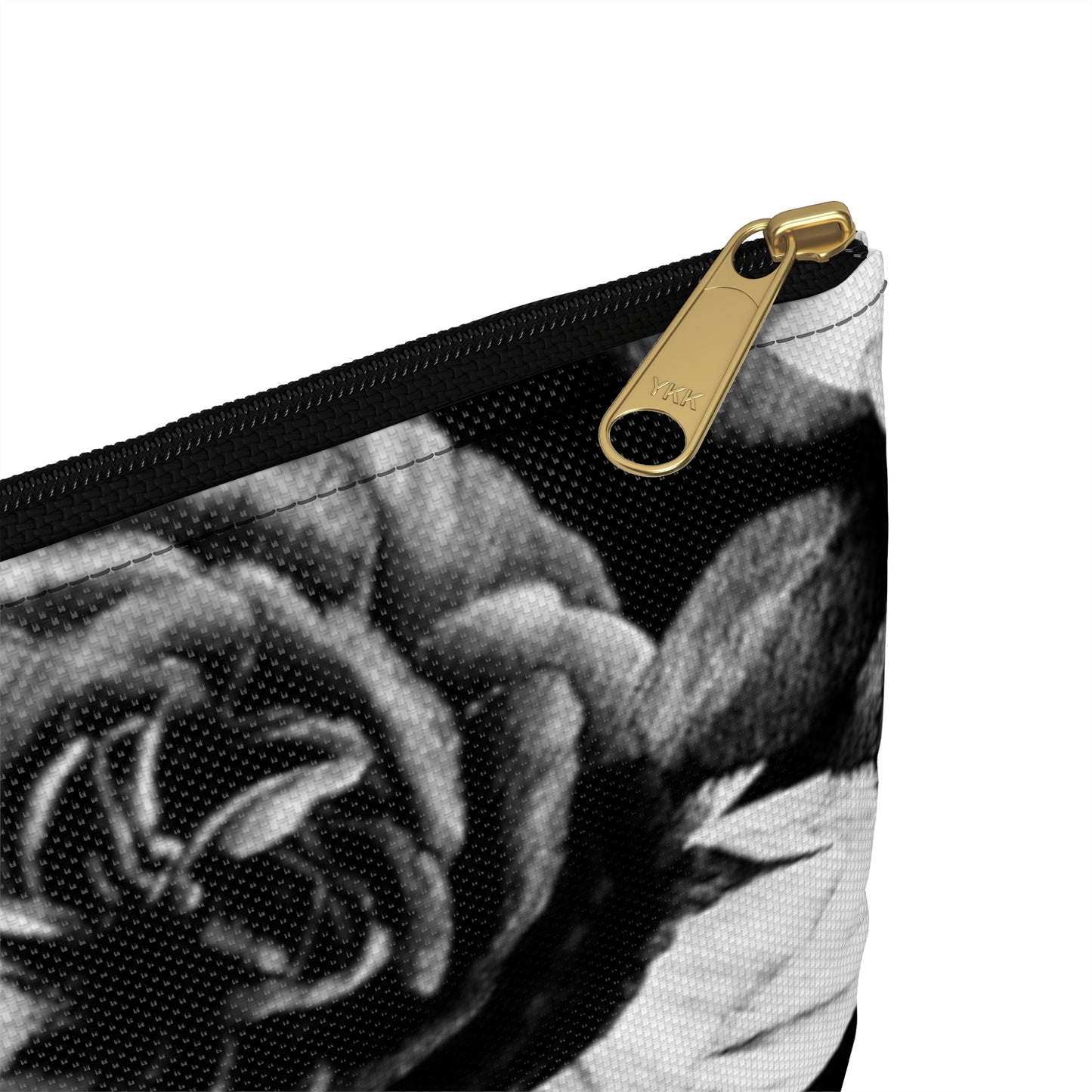 Black & White Floral Accessory Pouch – Elegant & Durable