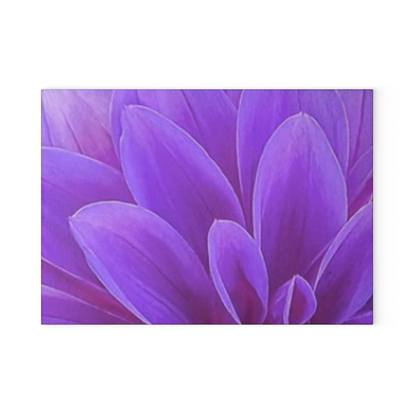 Purple Dahlia Floral Glass Cutting Board – Vibrant & Durable