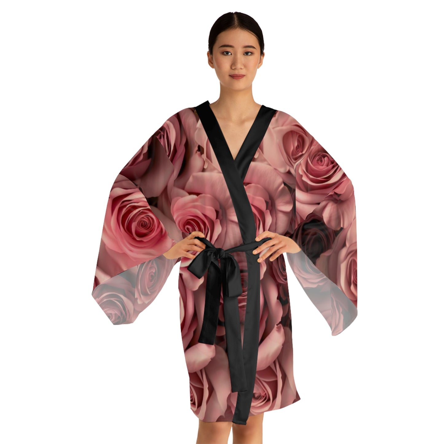 Pink Roses Kimono Robe