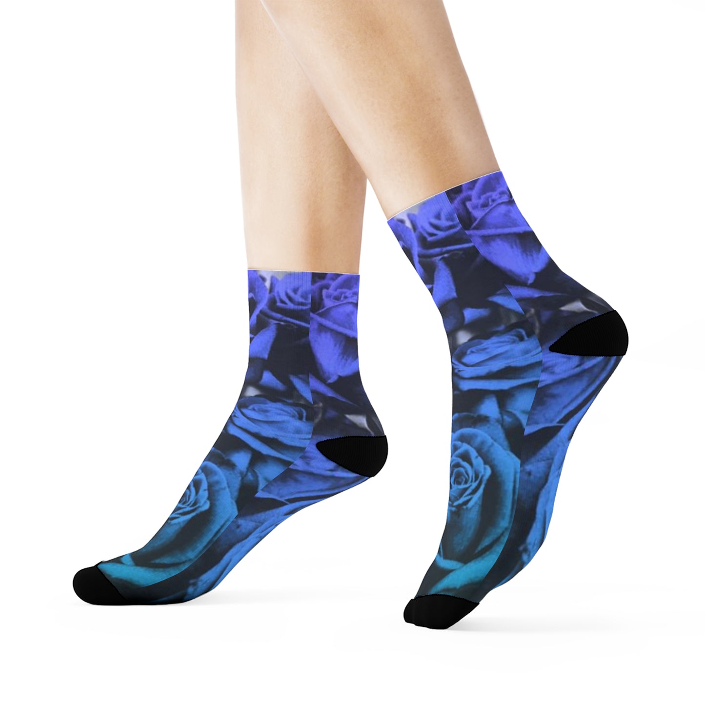 Blue Roses Crew Socks