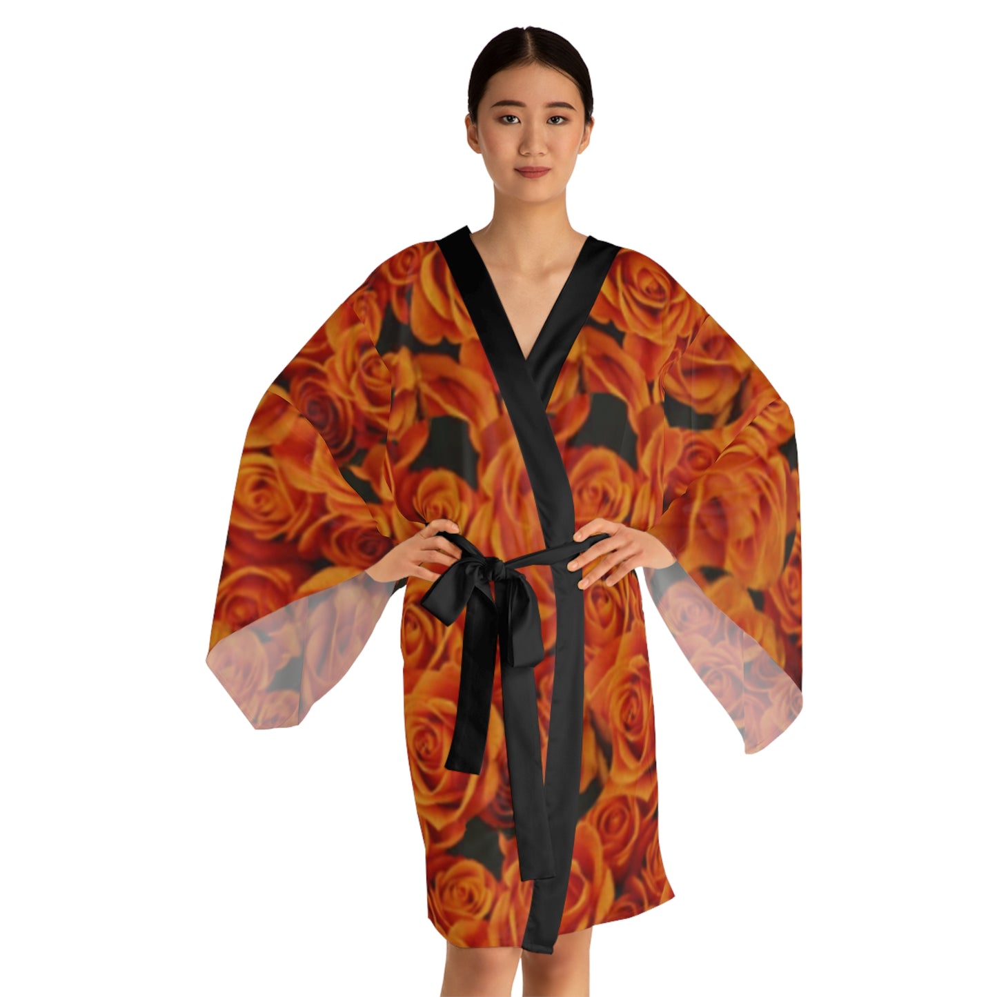 Orange Roses Kimono Robe