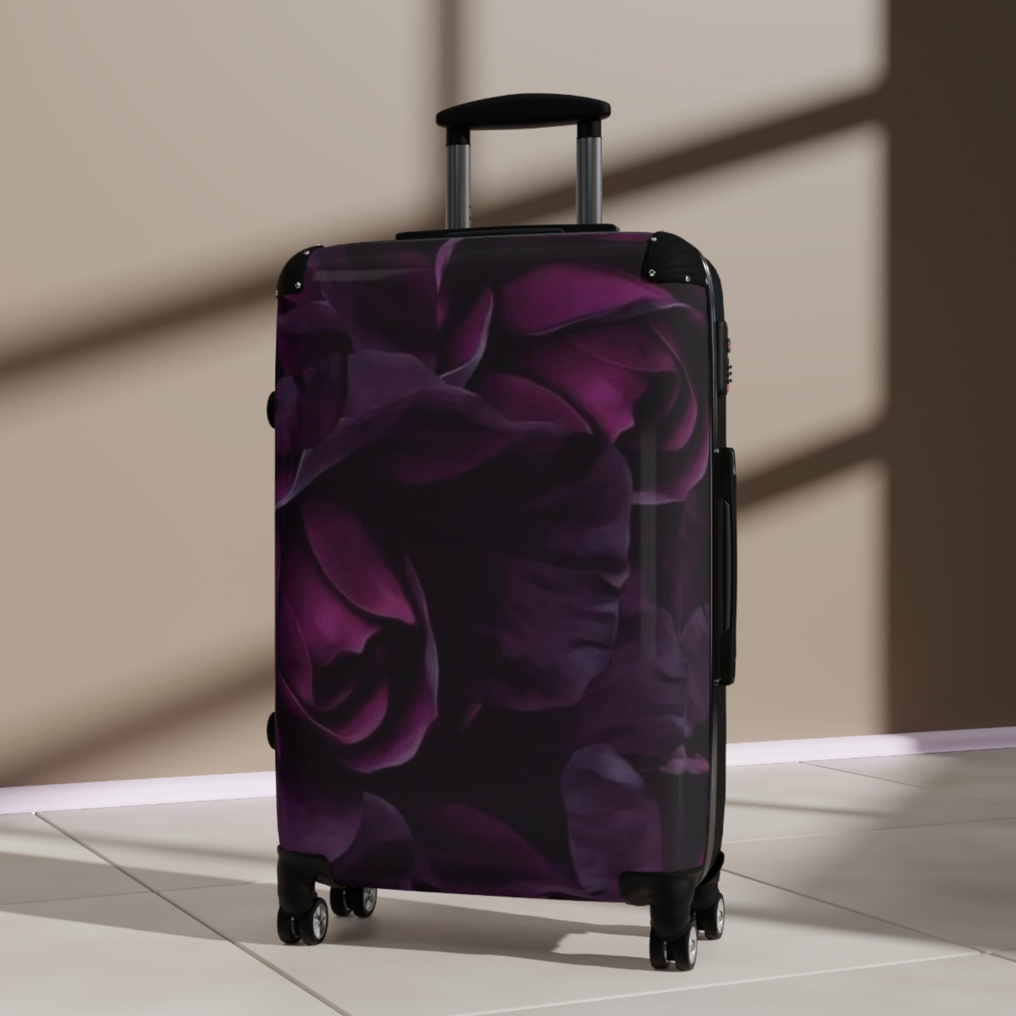 Dark Purple Floral Suitcase