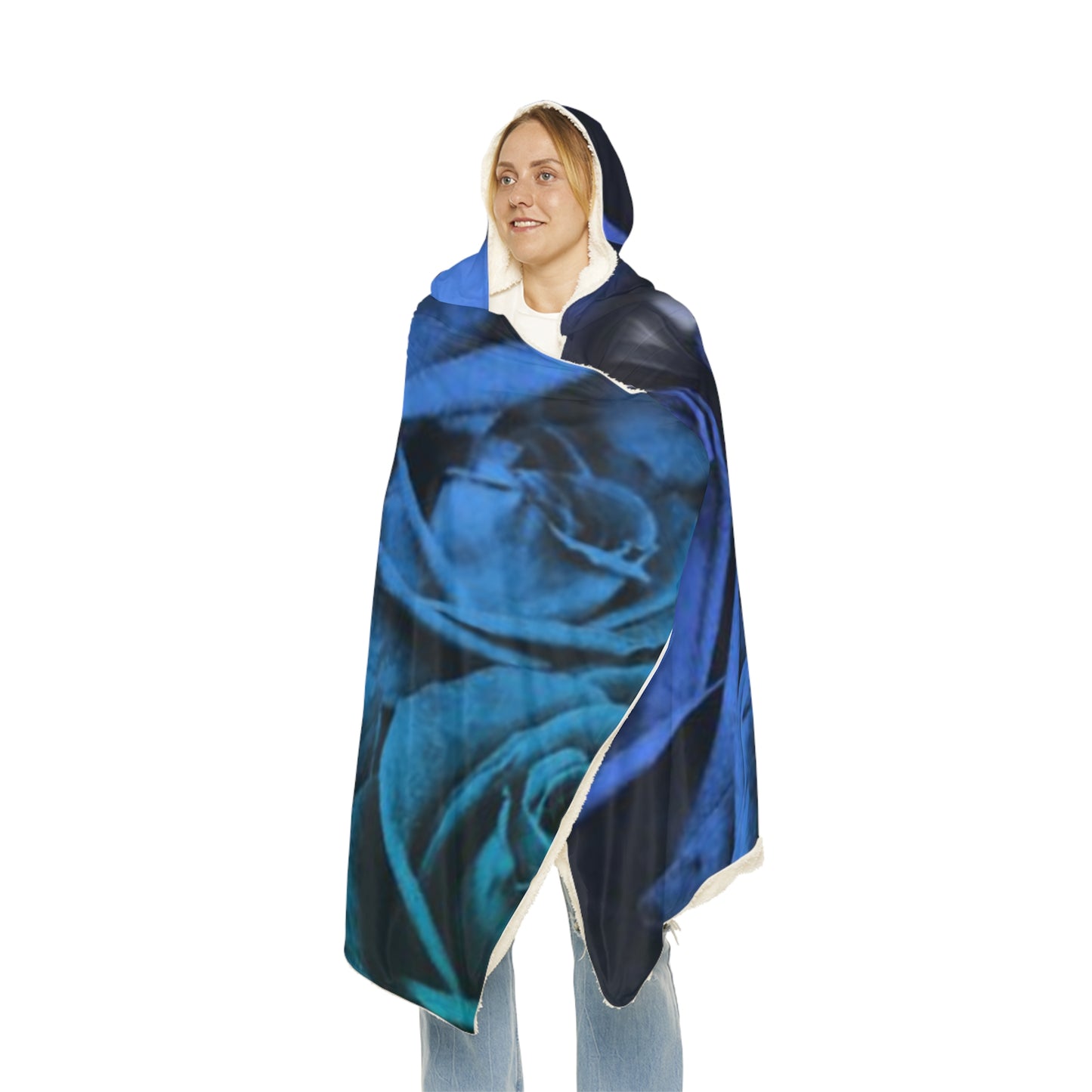 Blue Roses Hood Blanket