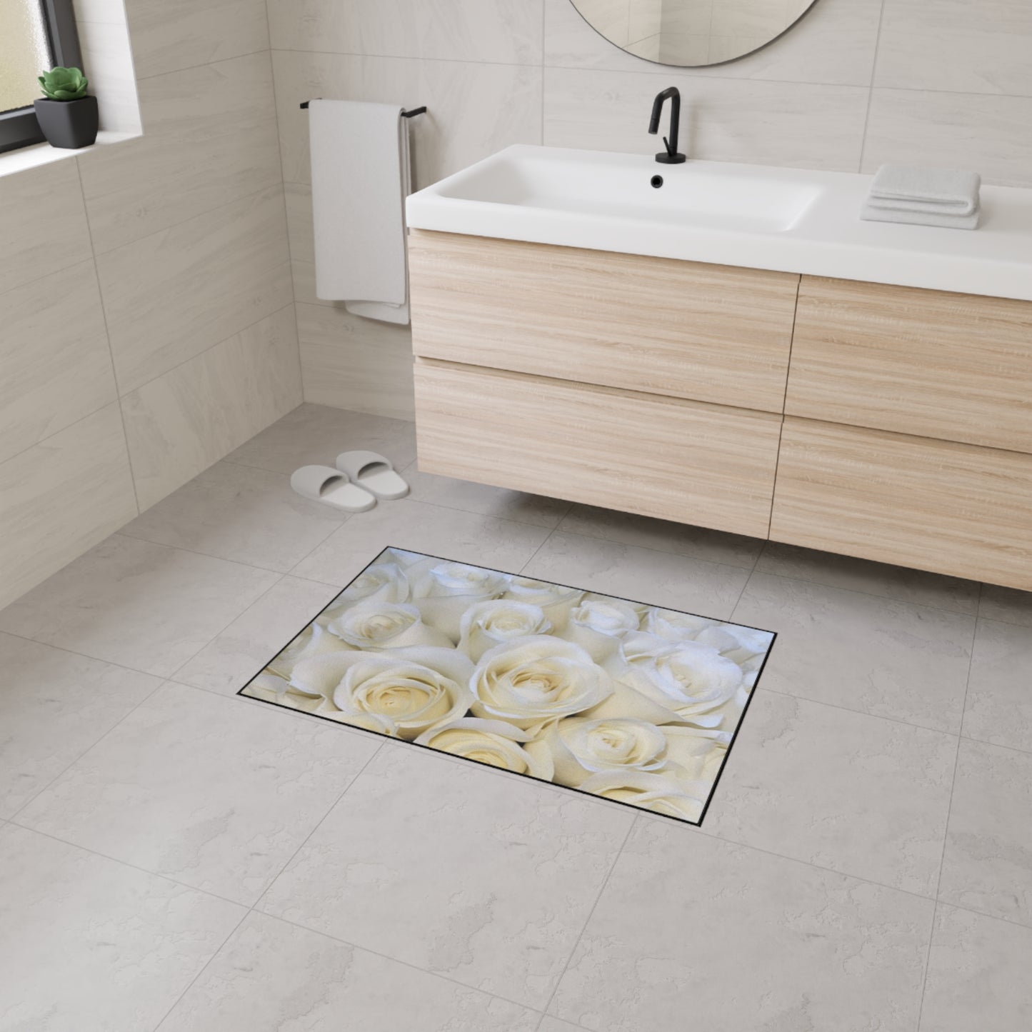 White Roses Heavy Duty Floor Mat