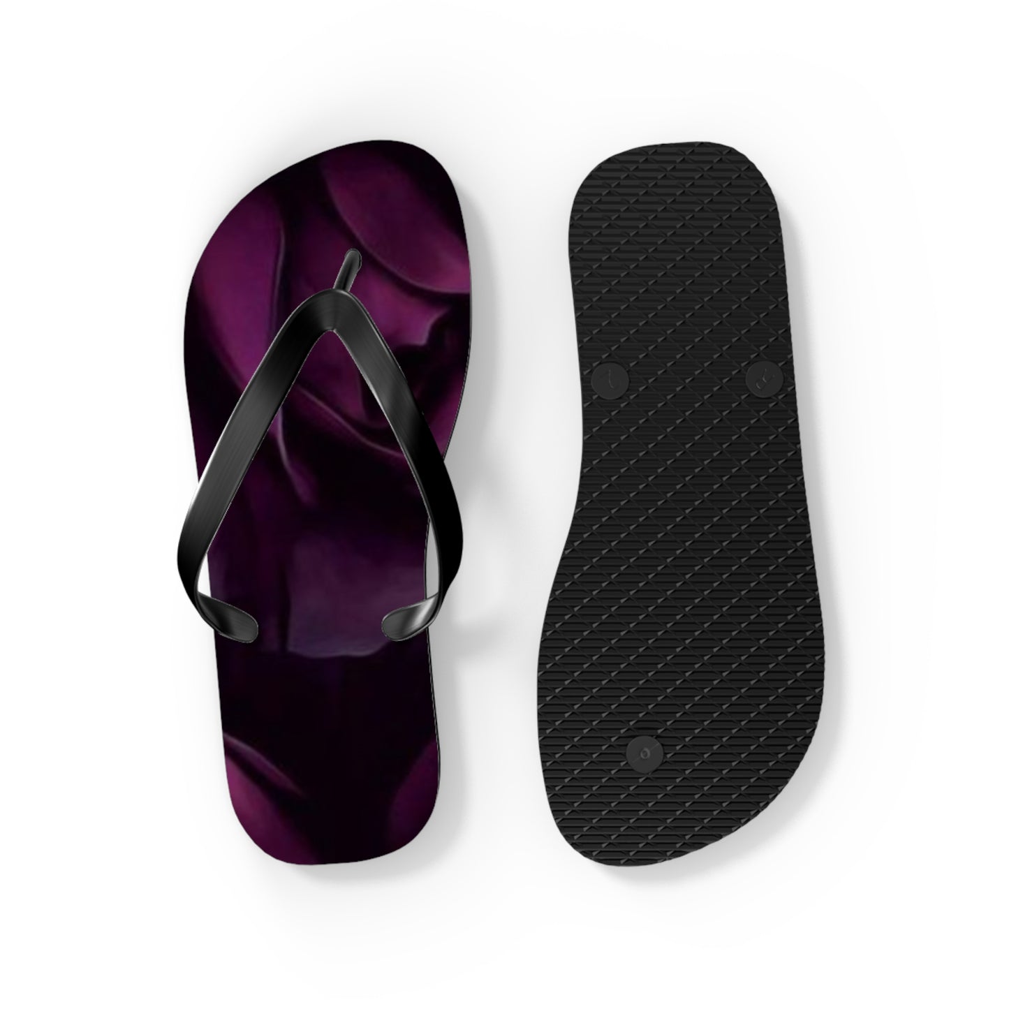 Dark Purple Floral Design Flip Flops