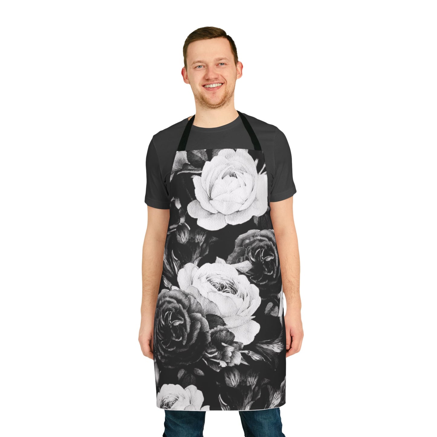 Black and White Floral Design Apron