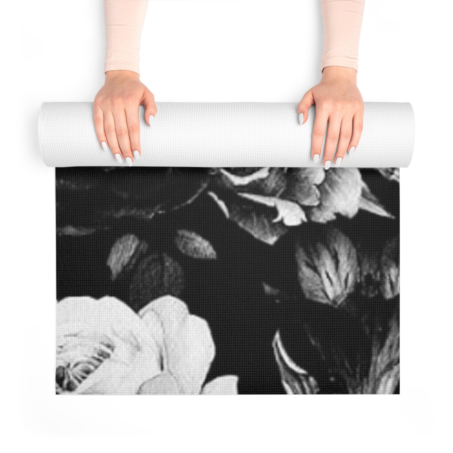 Black & White Floral Exercise Mat