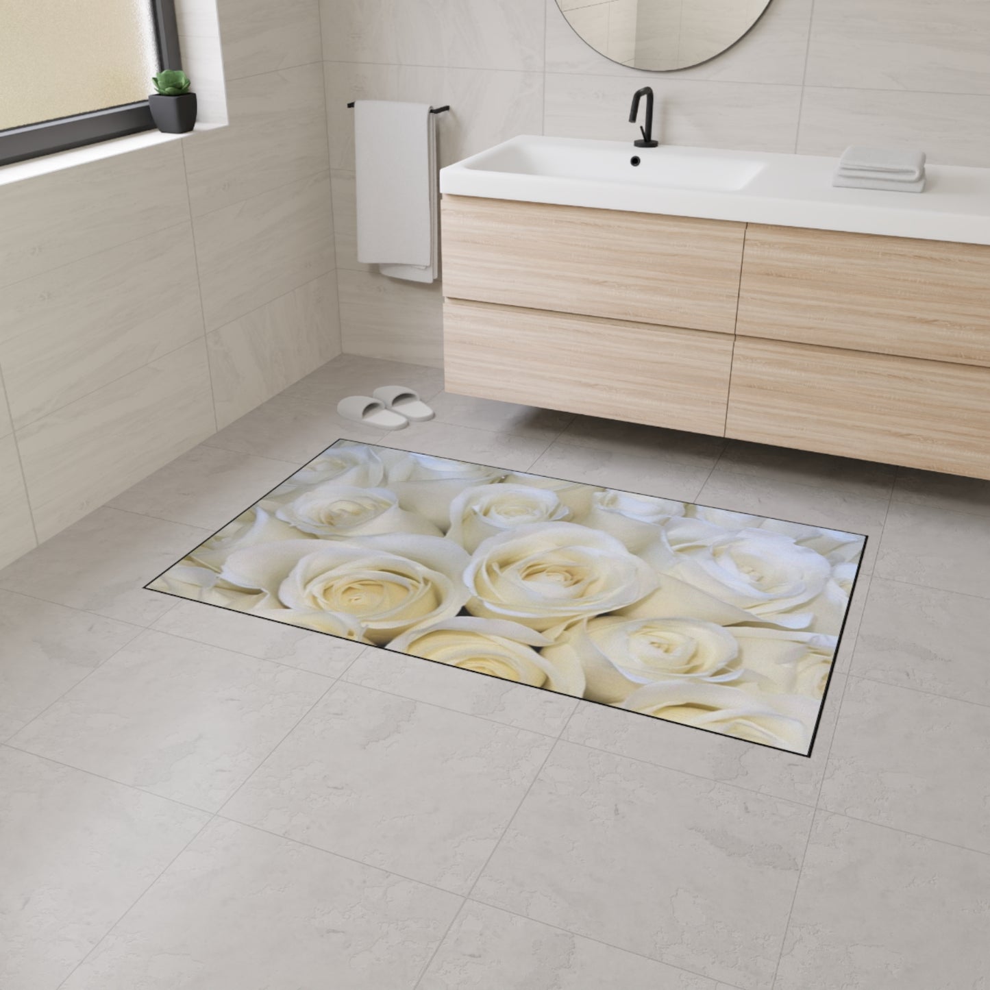 White Roses Heavy Duty Floor Mat