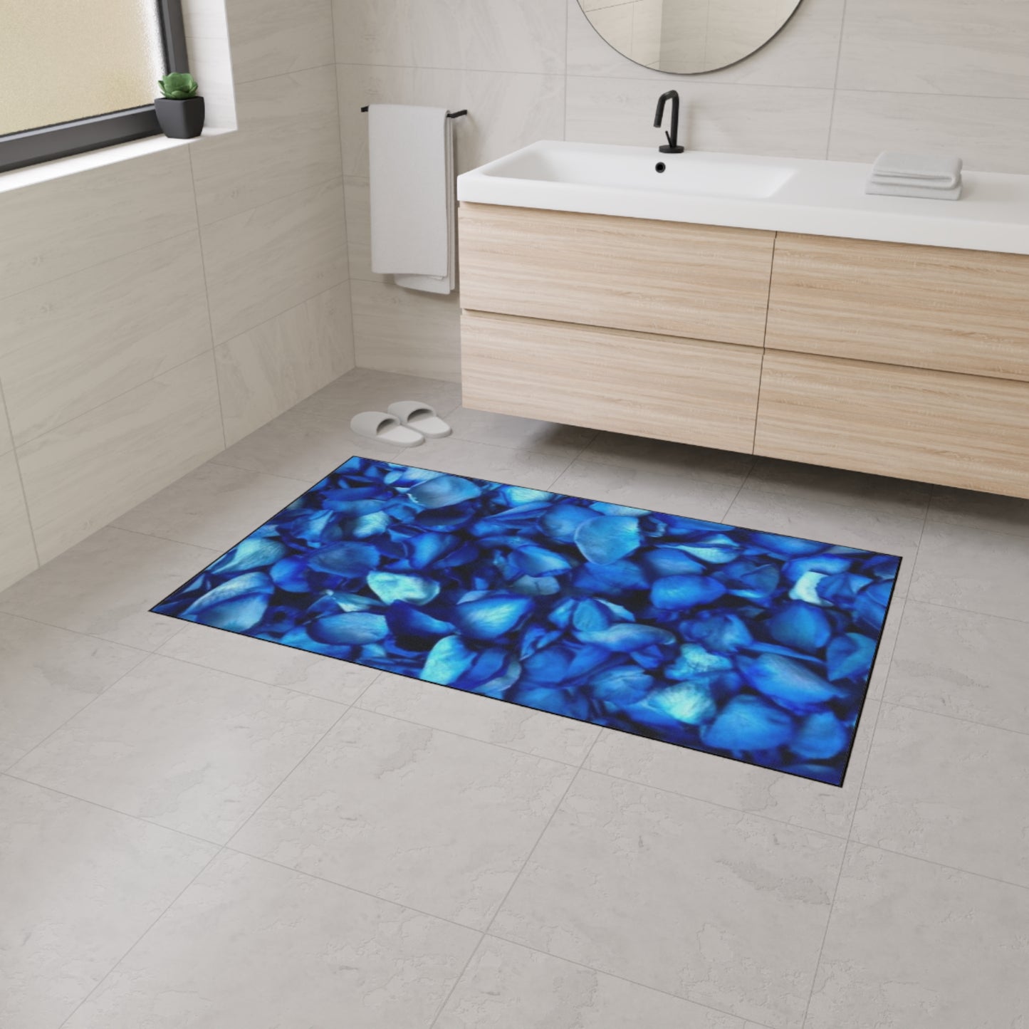 Blue Petals Heavy Duty Floor Mat