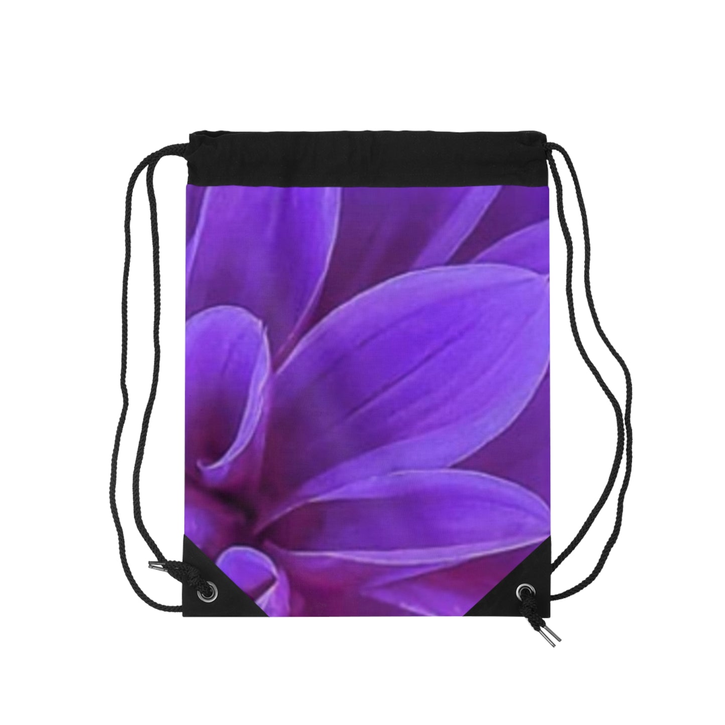 Purple Dahlia Floral Drawstring Bag