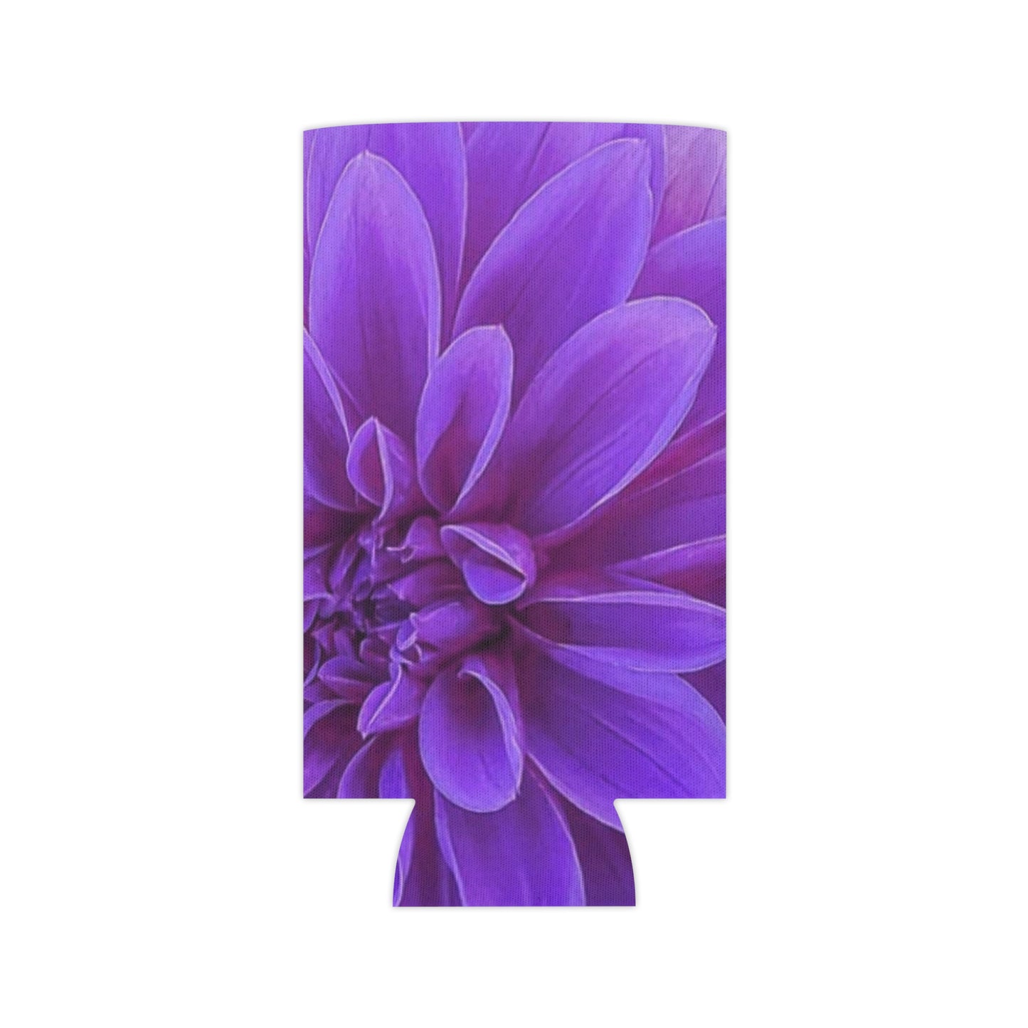 Floral Can Cooler - Purple Dahlia Design