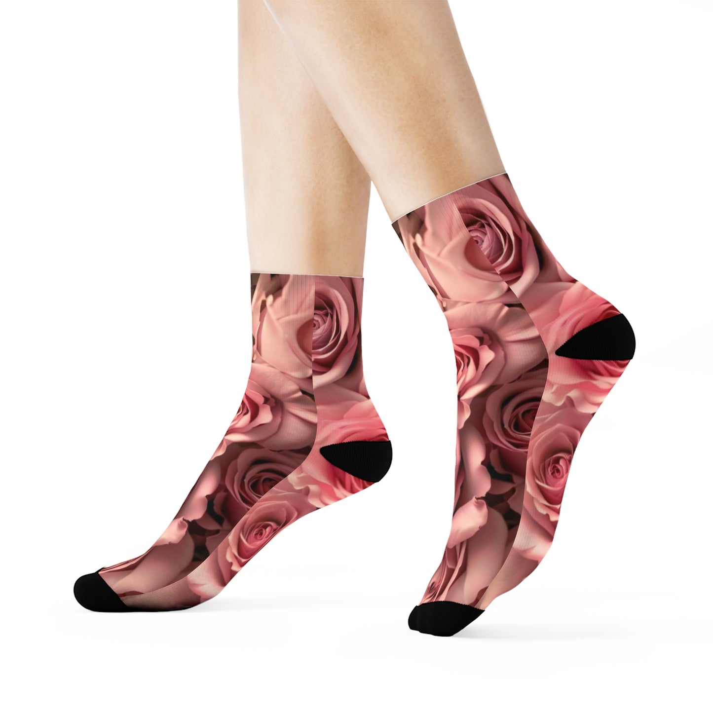 Pink Roses Crew Socks