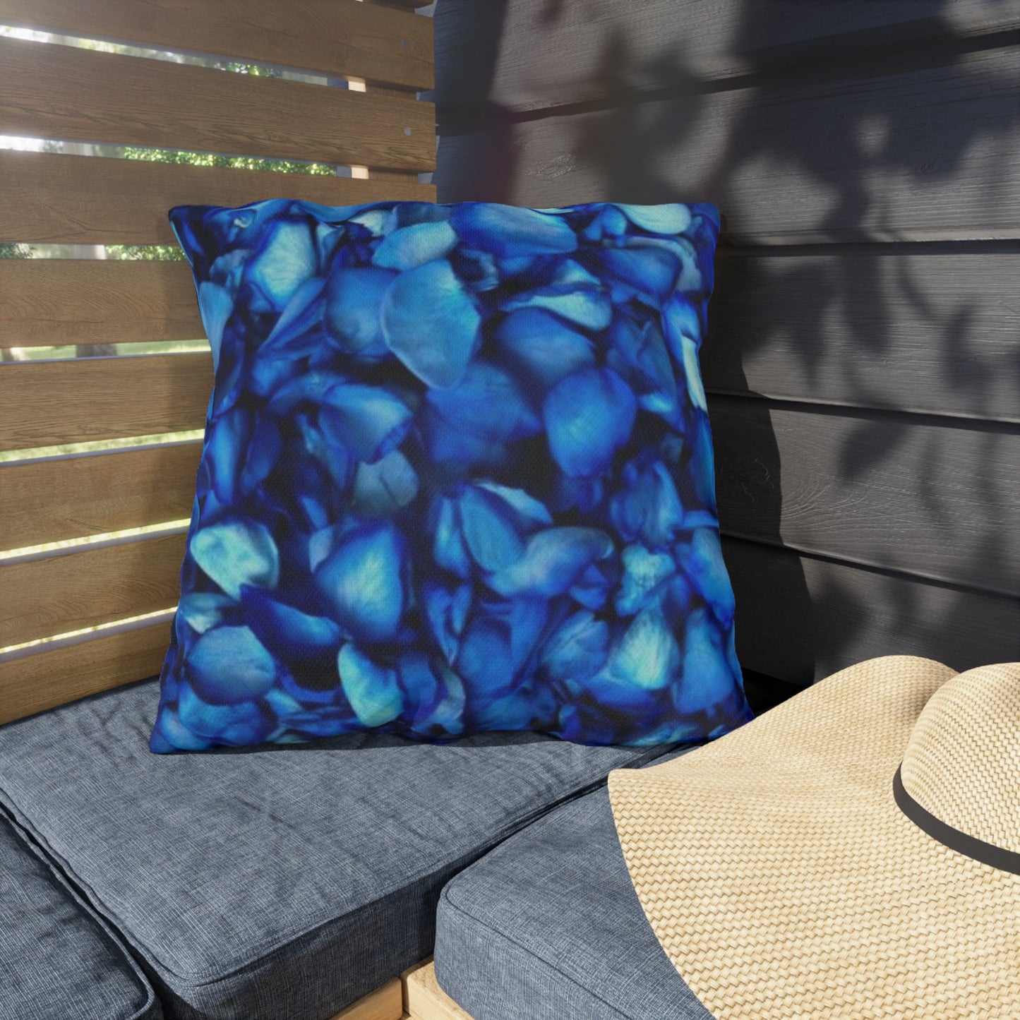 Blue Petals Outdoor Pillow