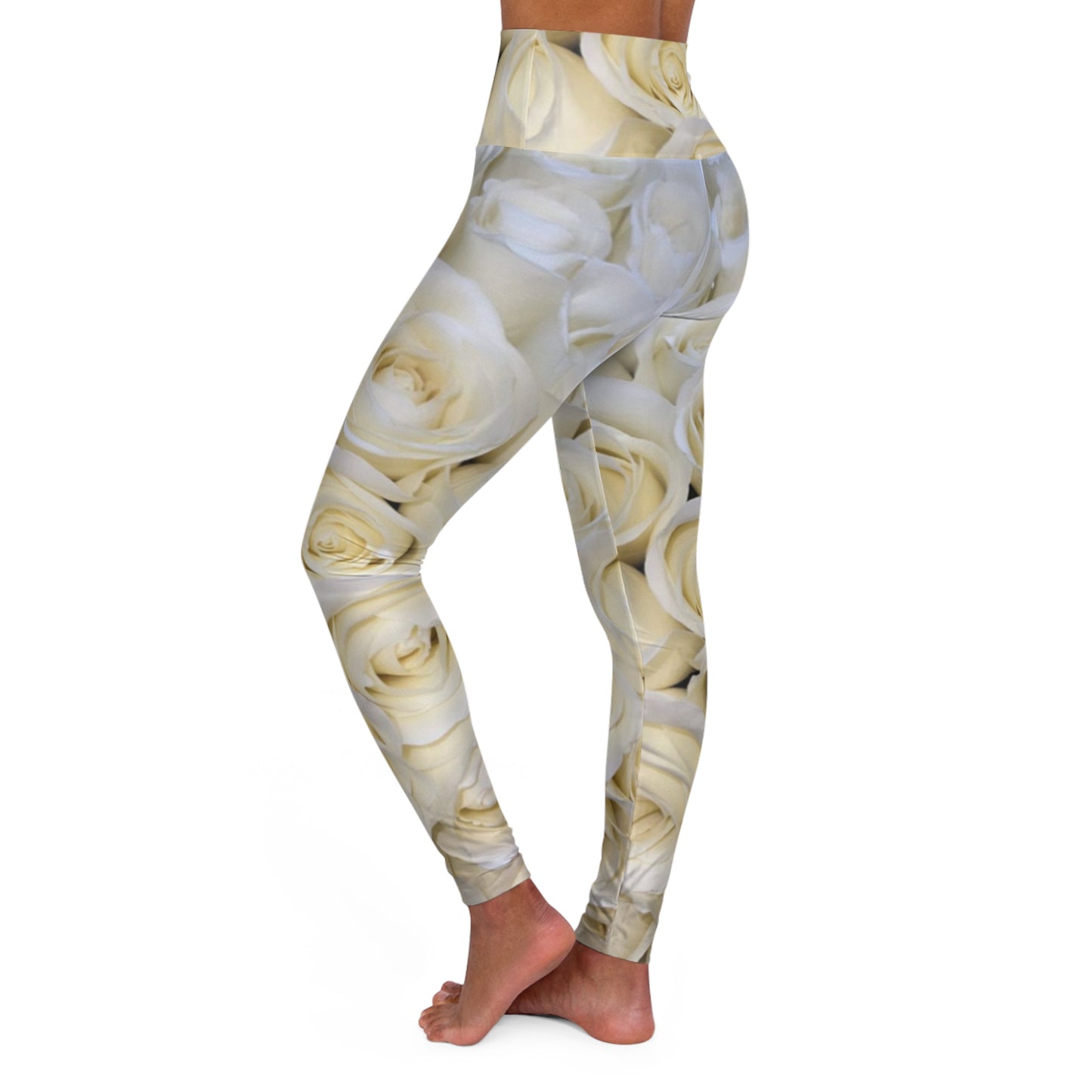 White Roses Floral Skinny Fit Legging for Gym