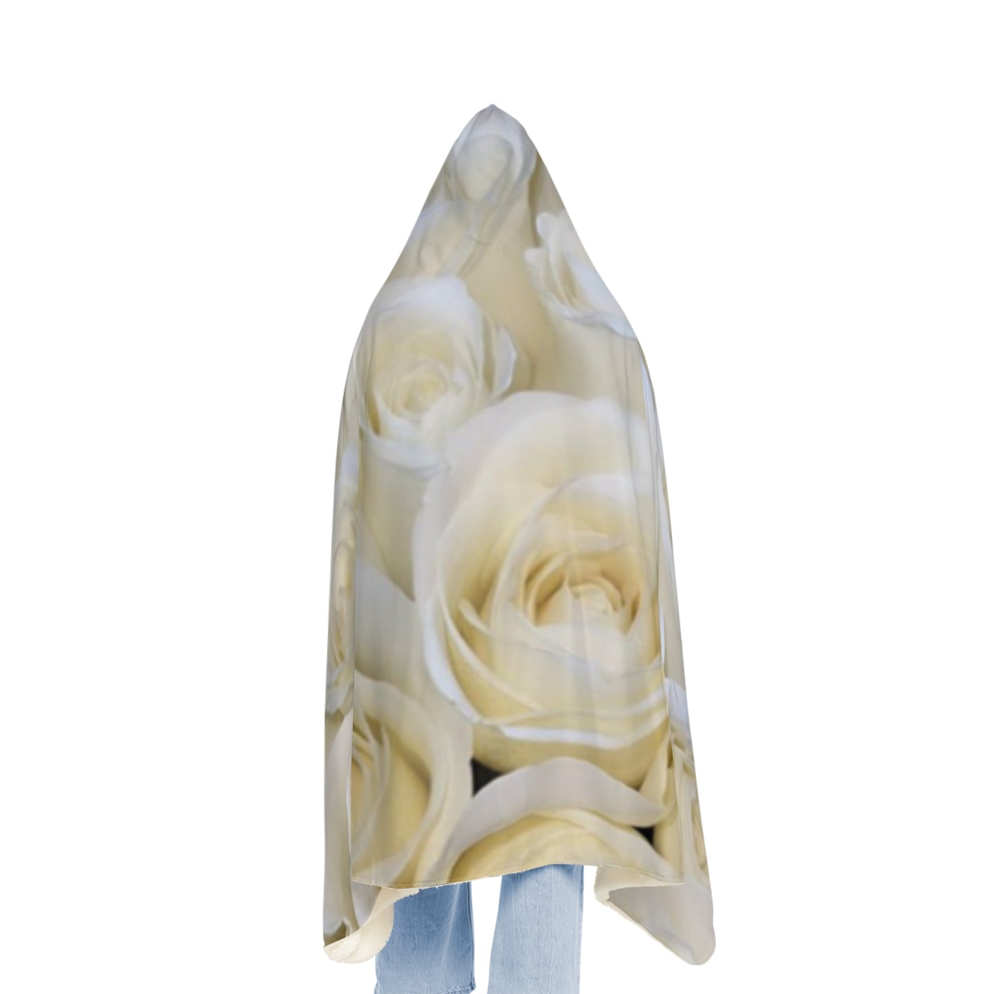 White Roses Floral Hooded Blanket – Elegant Everyday Comfort