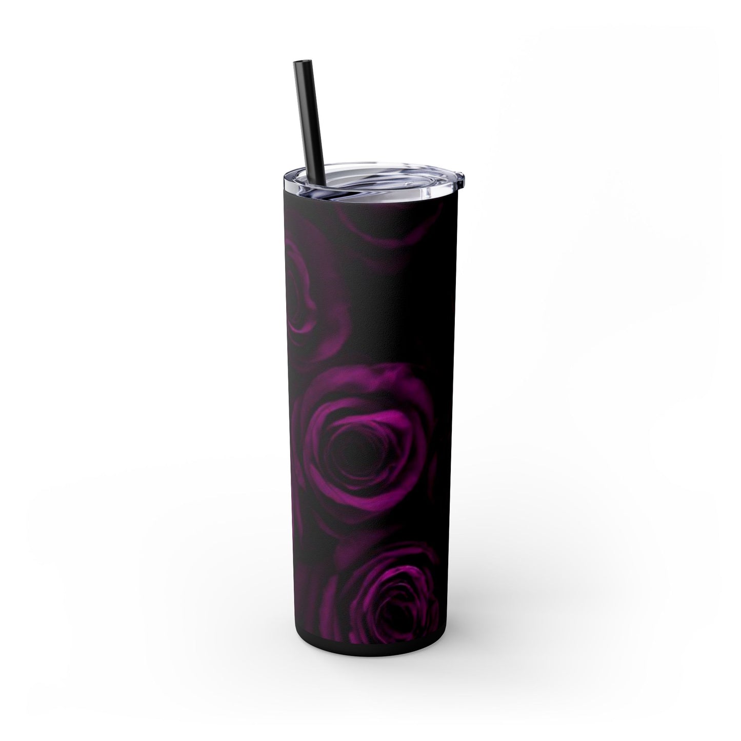 Dark Purple Roses Skinny Tumbler – Durable Stainless Steel 20 oz