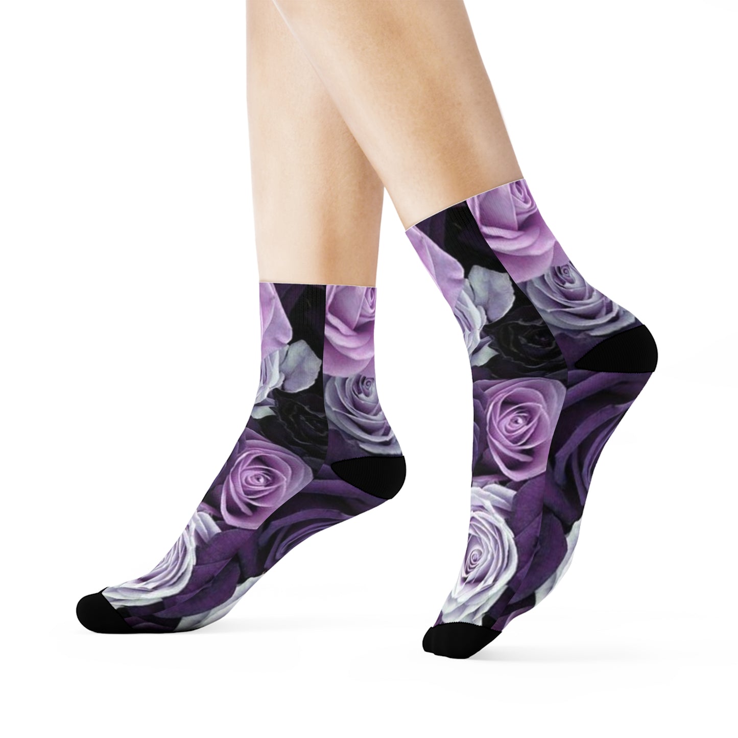 Purple Roses Crew Socks