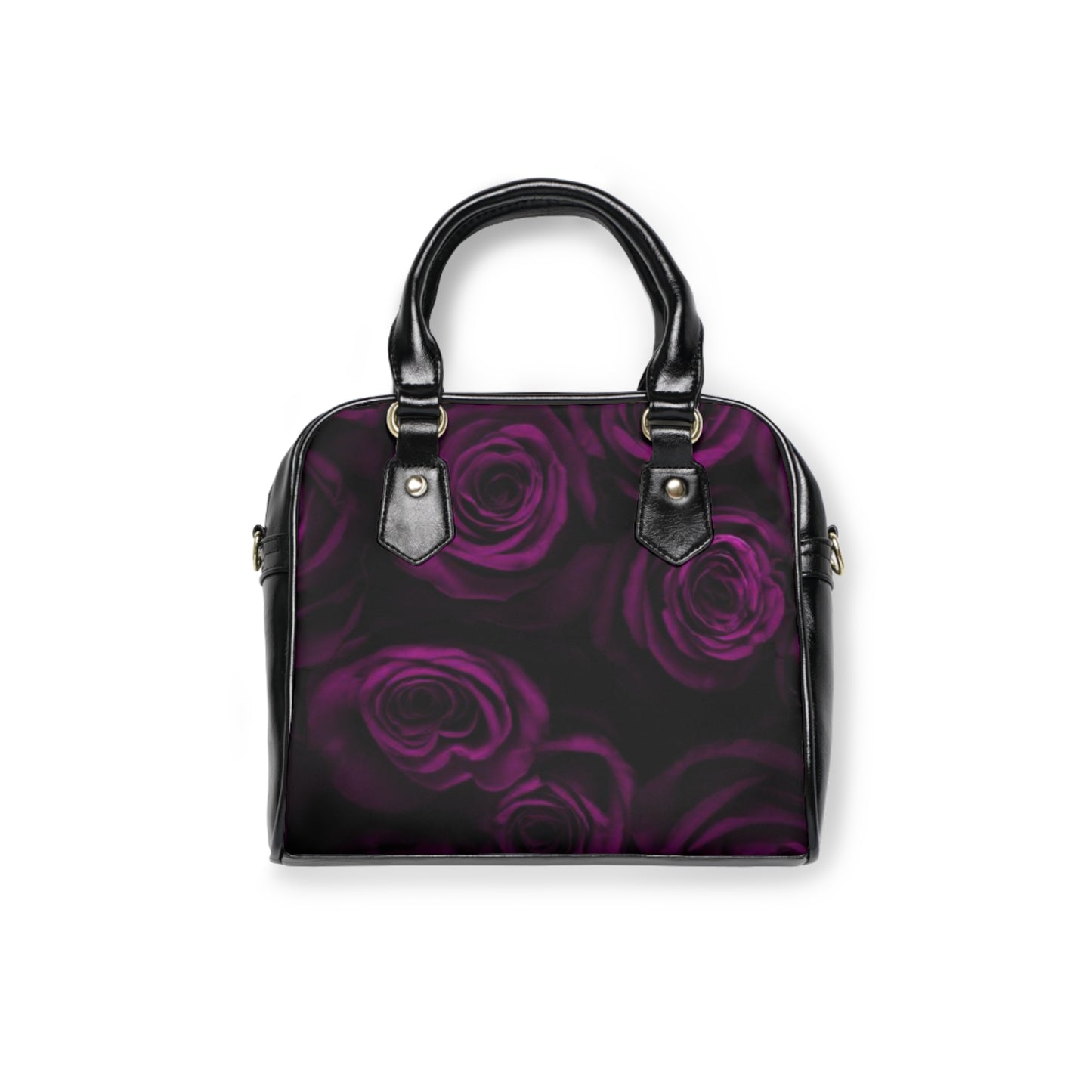 Dark Purple Roses Shoulder Handbag
