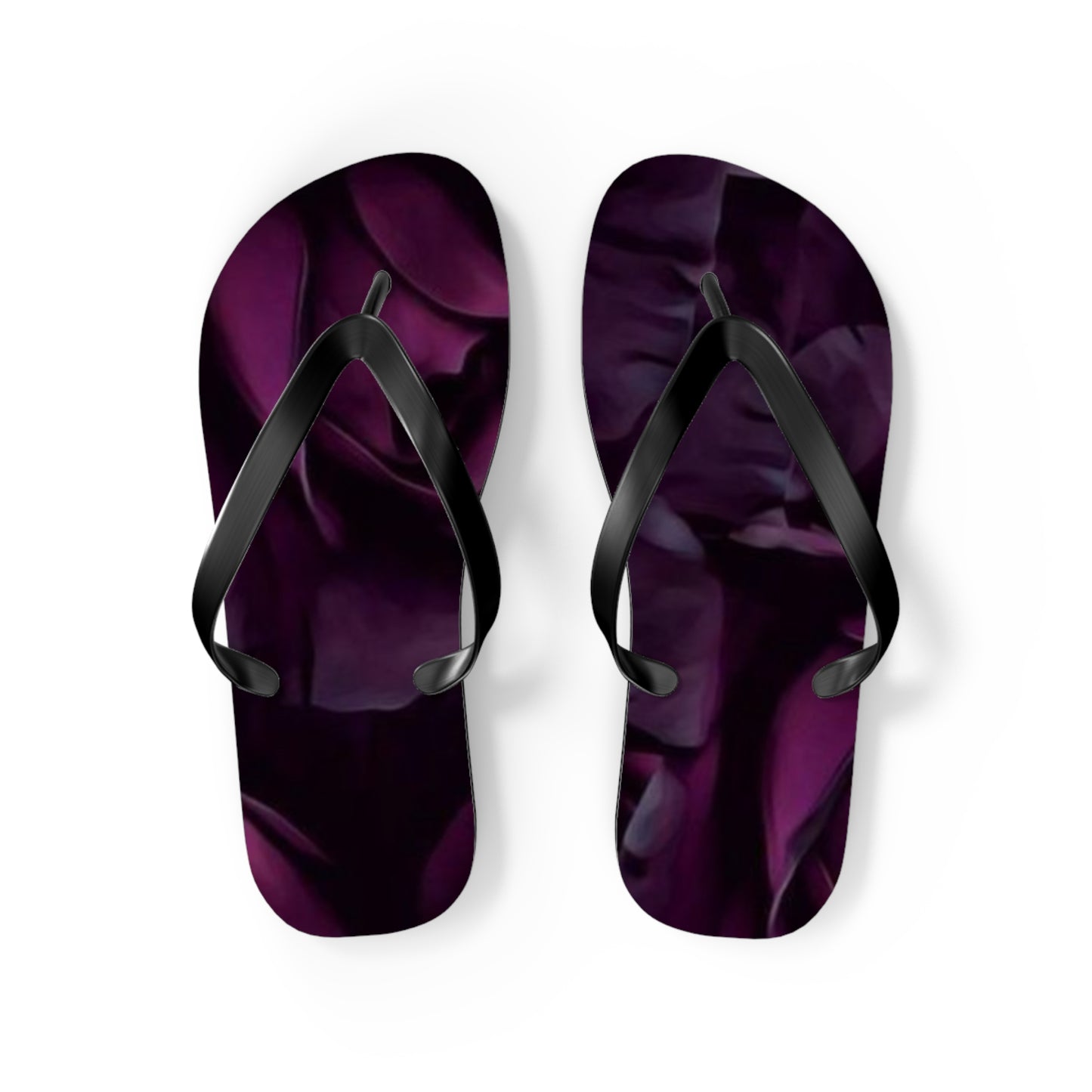 Dark Purple Floral Design Flip Flops