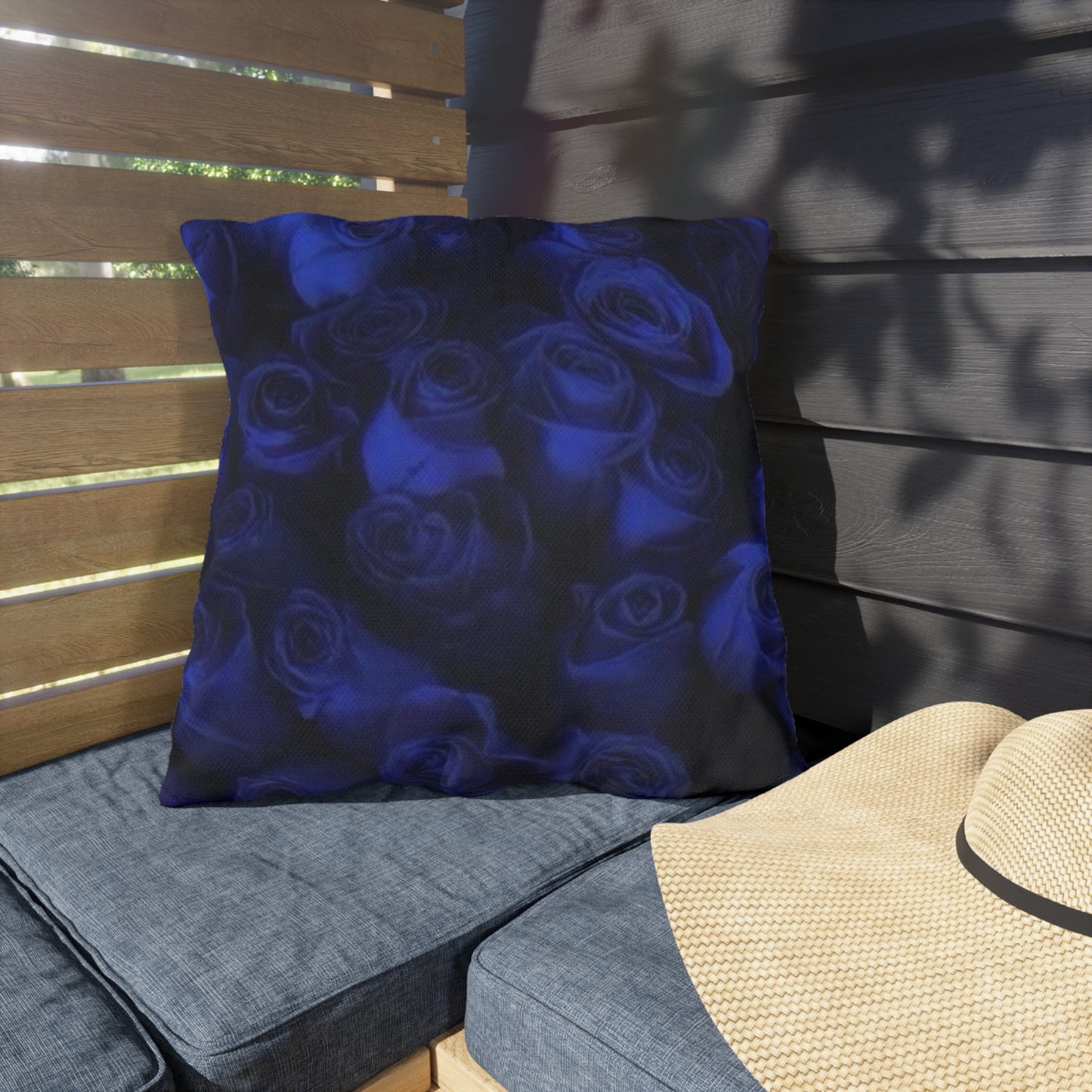 Dark Blue Roses Outdoor Pillow