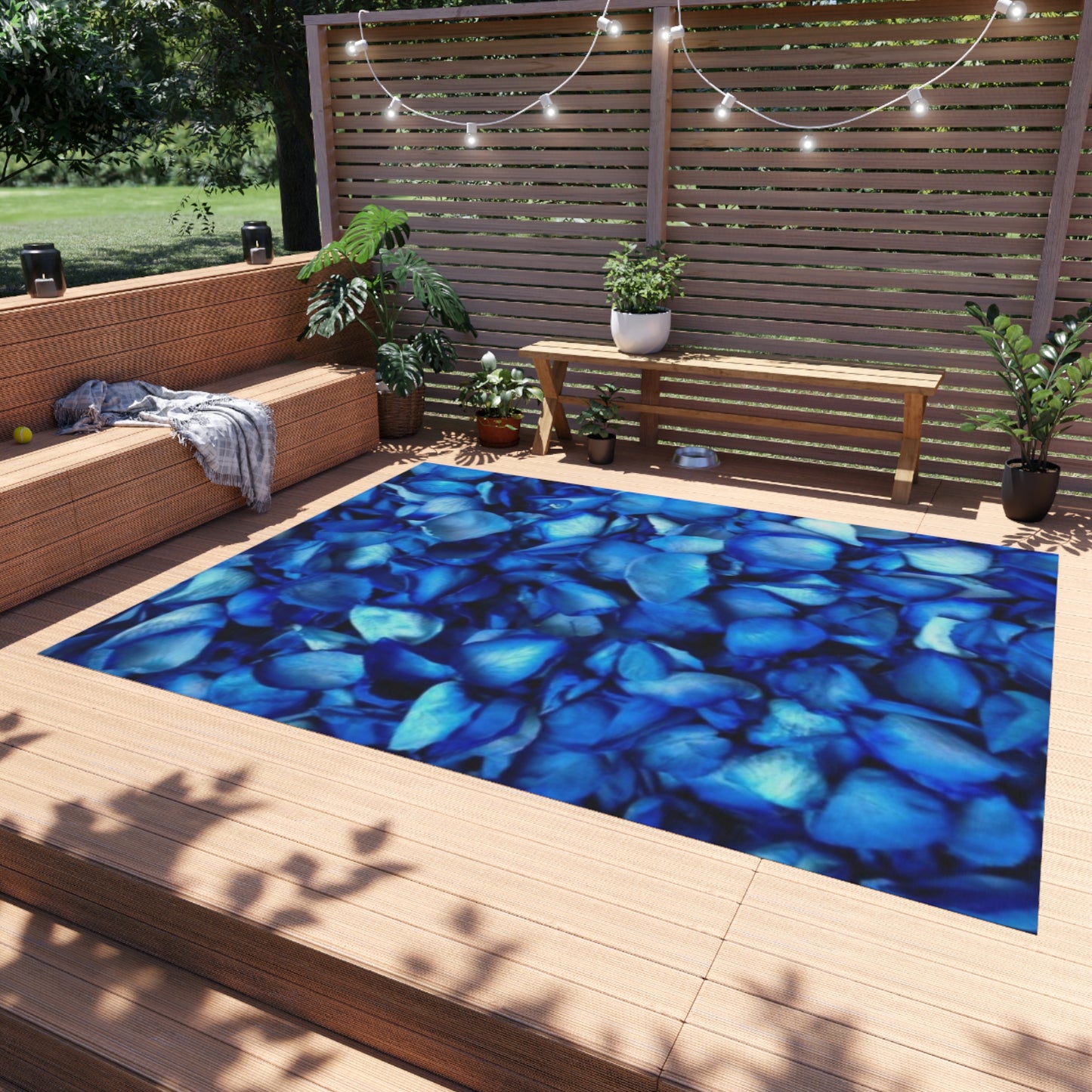 Blue Petals Outdoor Rug