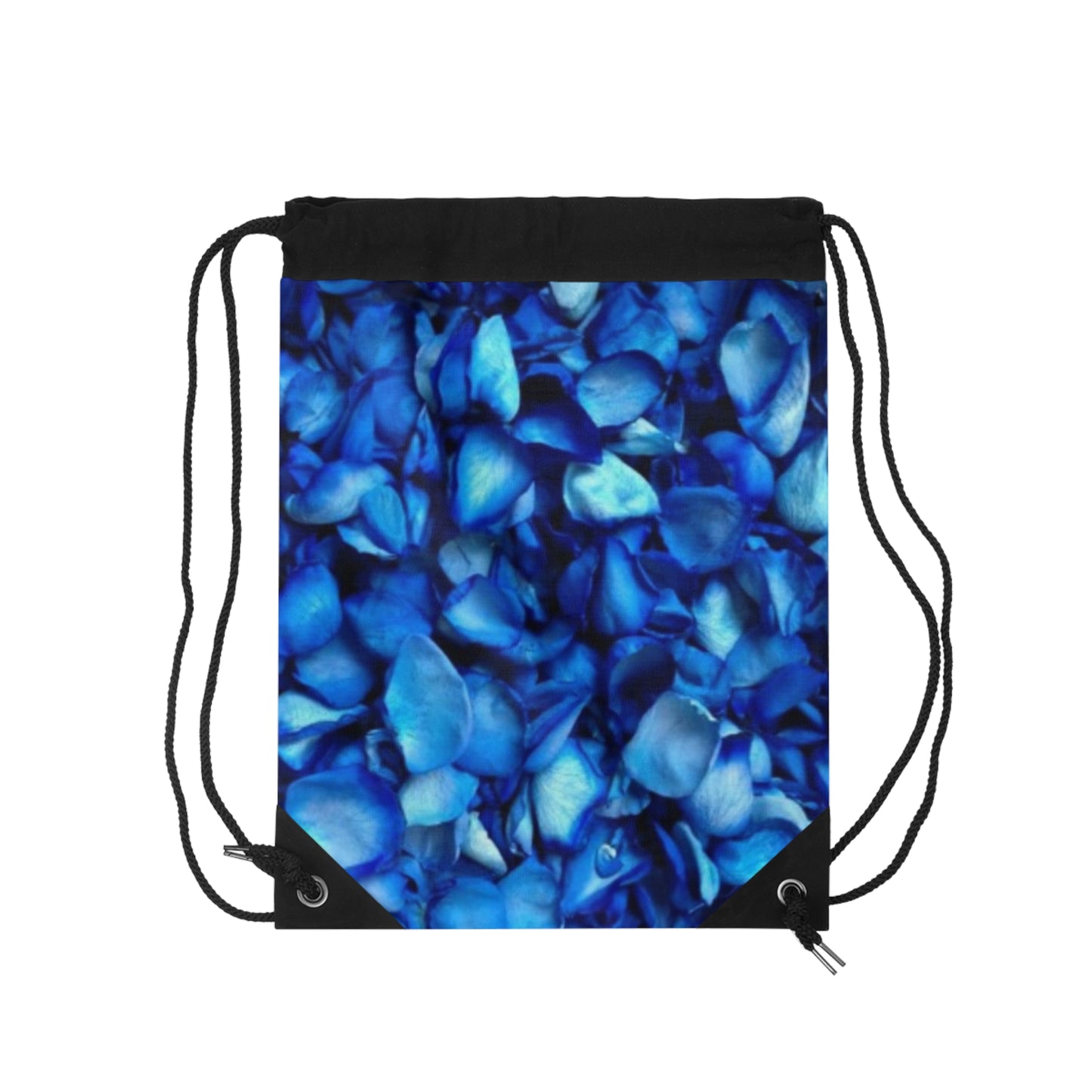 Blue Petals Floral Drawstring Bag