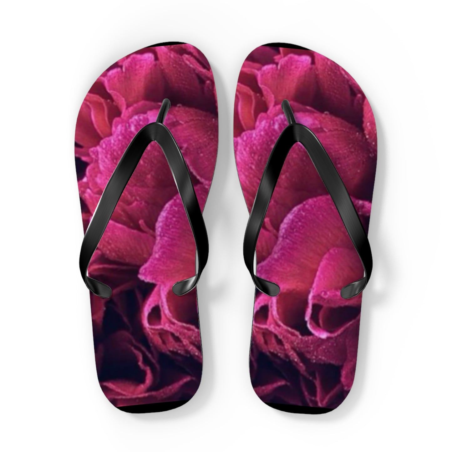 Magenta All Over Floral Design Flip Flops