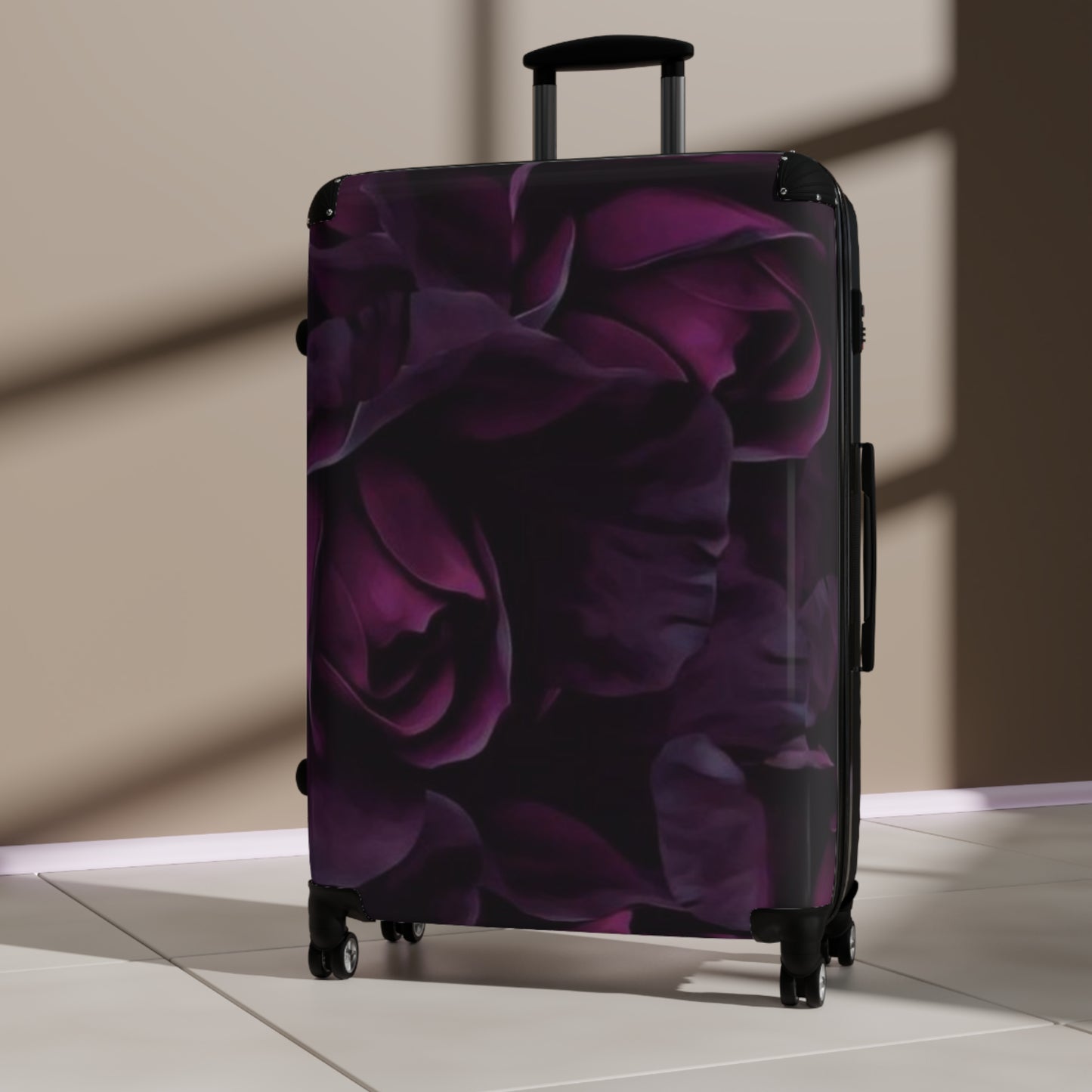 Dark Purple Floral Suitcase