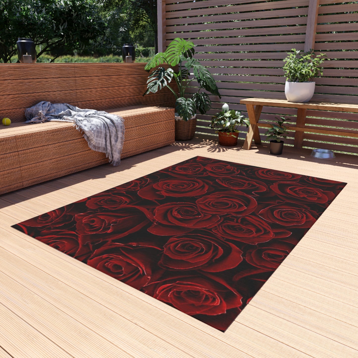 Red Roses Outdoor Rug