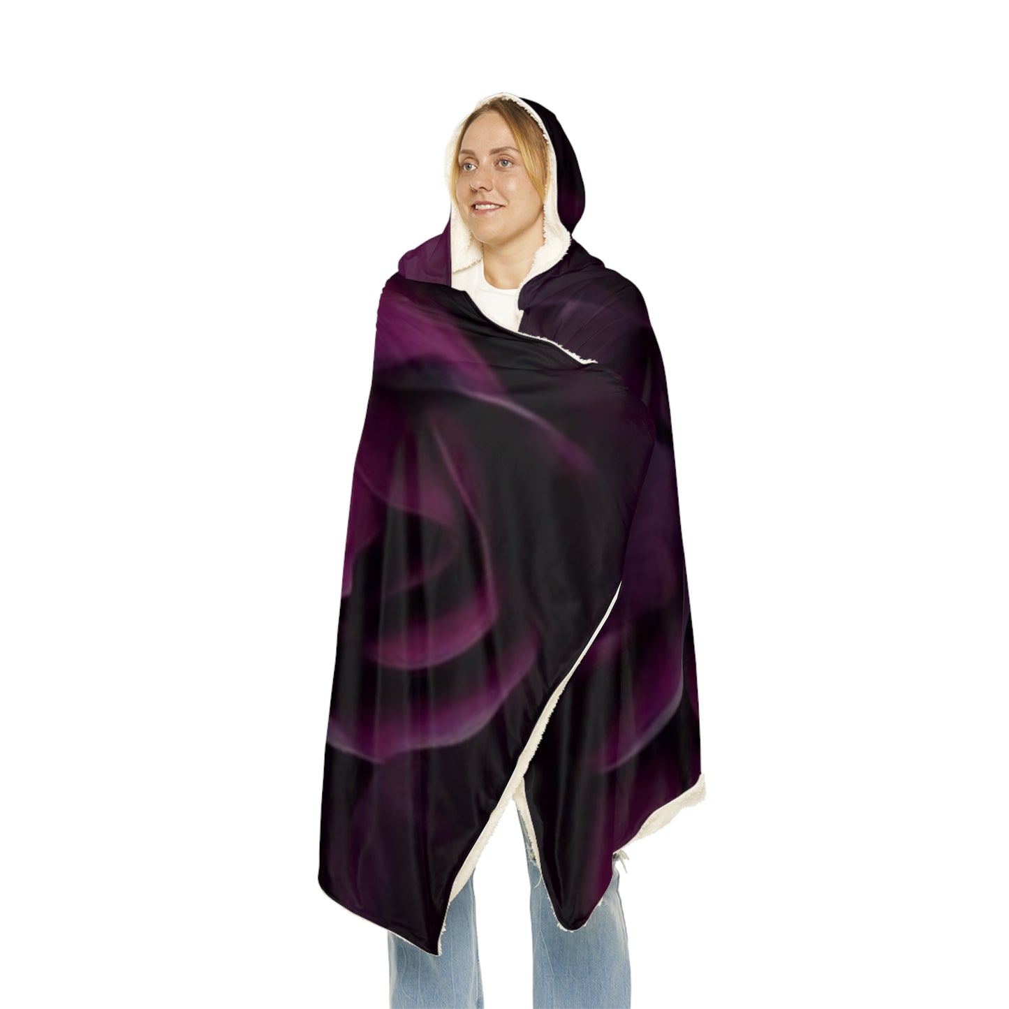 Dark Purple Floral Hood Blanket