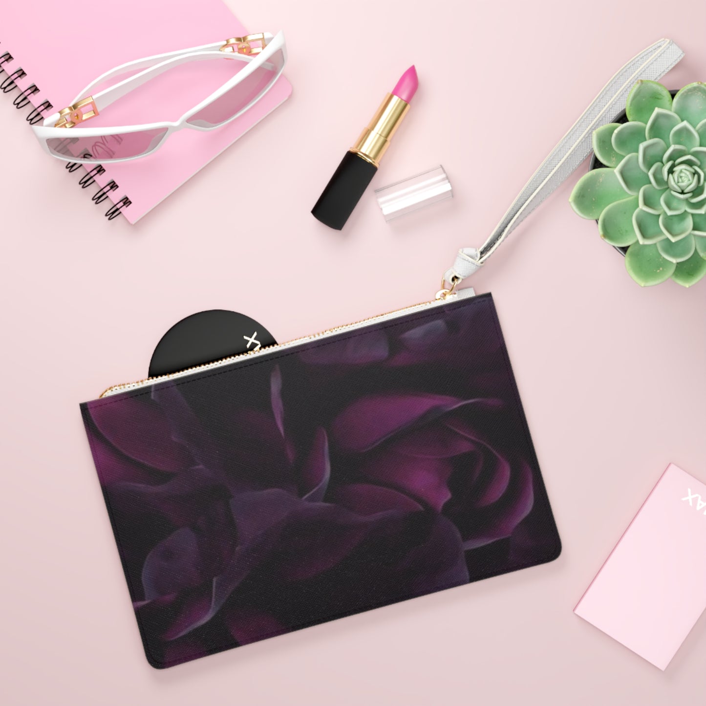 Dark Purple Floral Clutch Bag