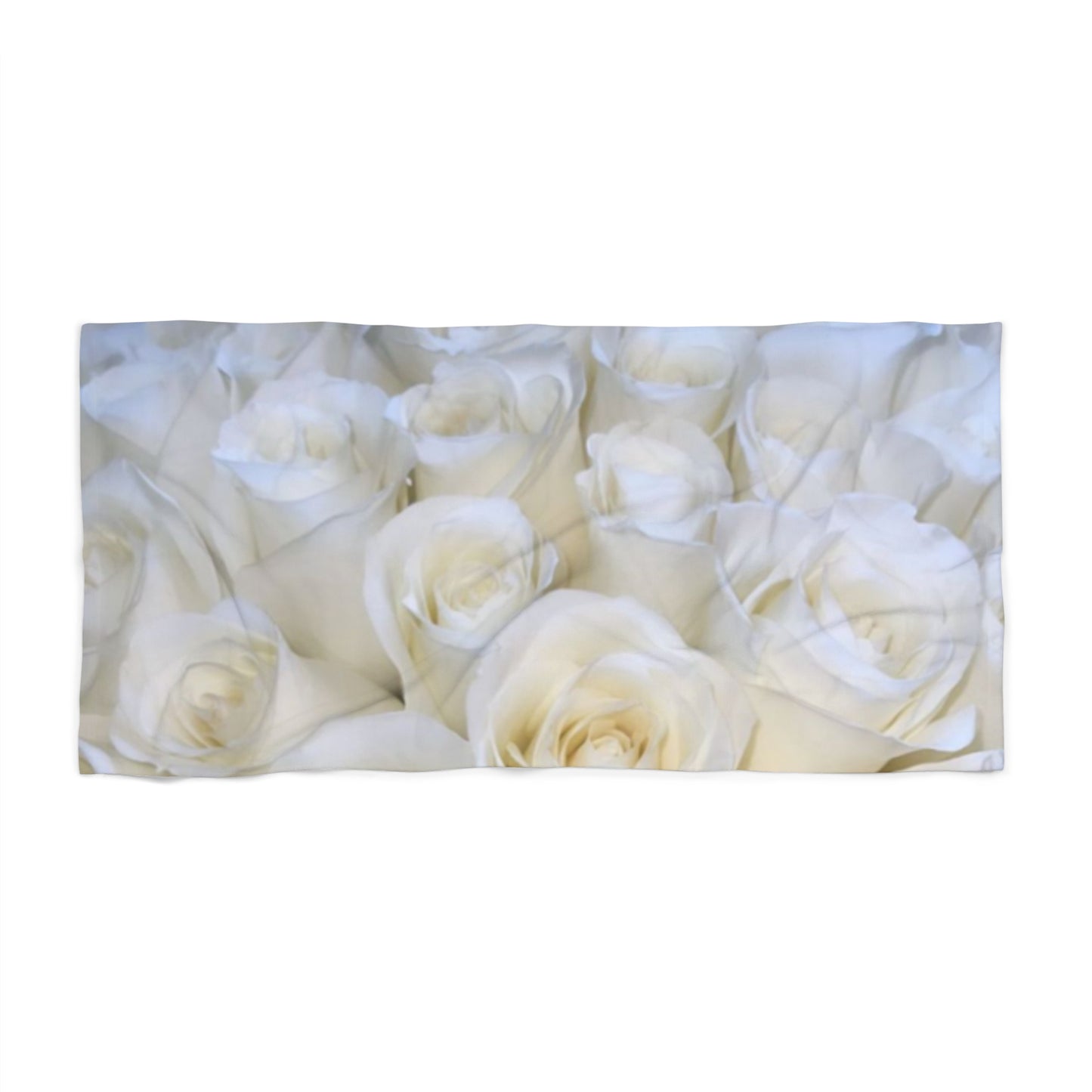 Floral Beach Soft Towel – White Roses