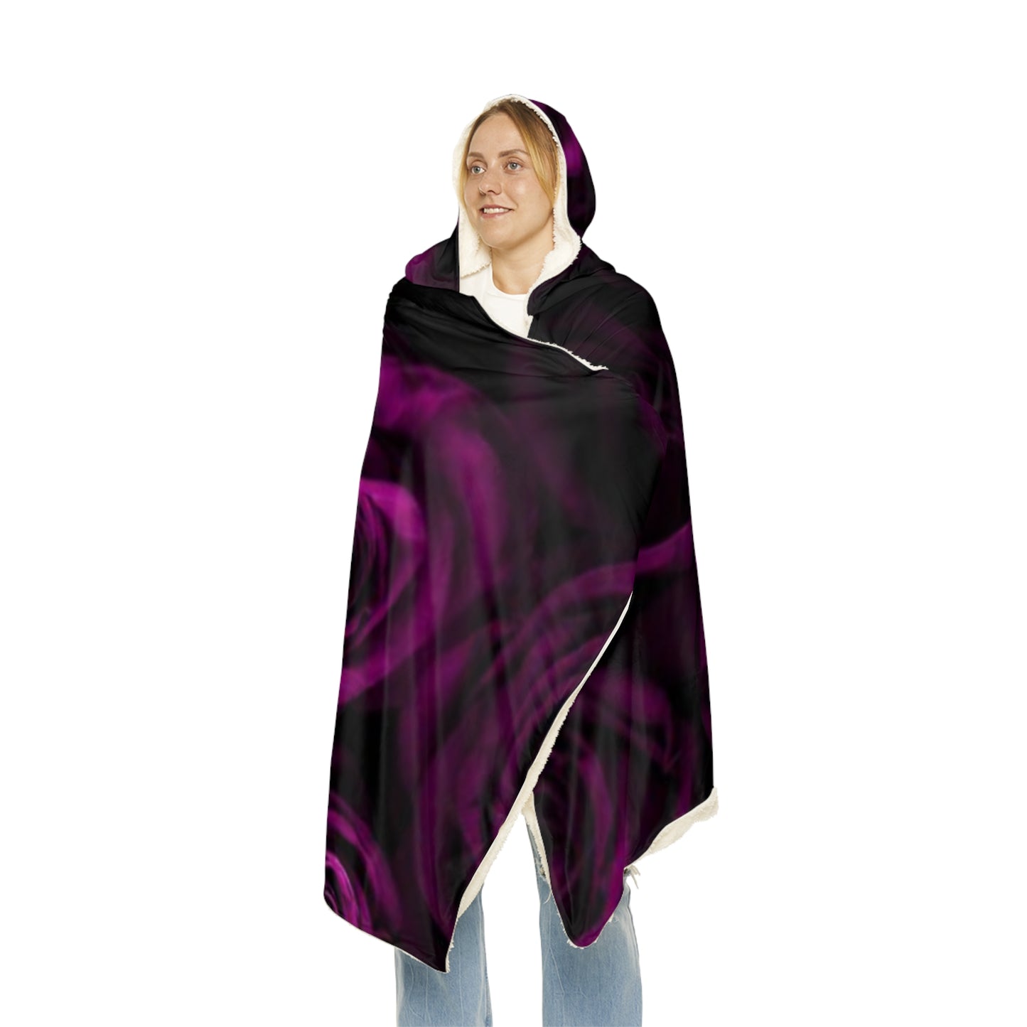 Dark Purple Roses Hood Blanket