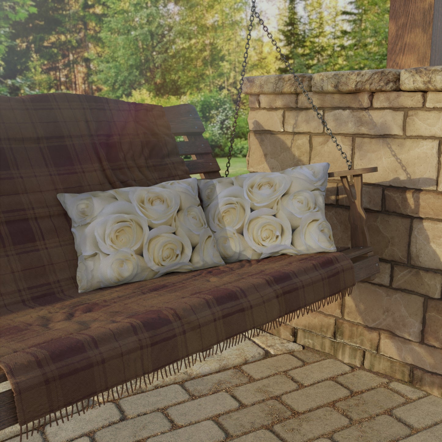 White Roses Outdoor Pillow