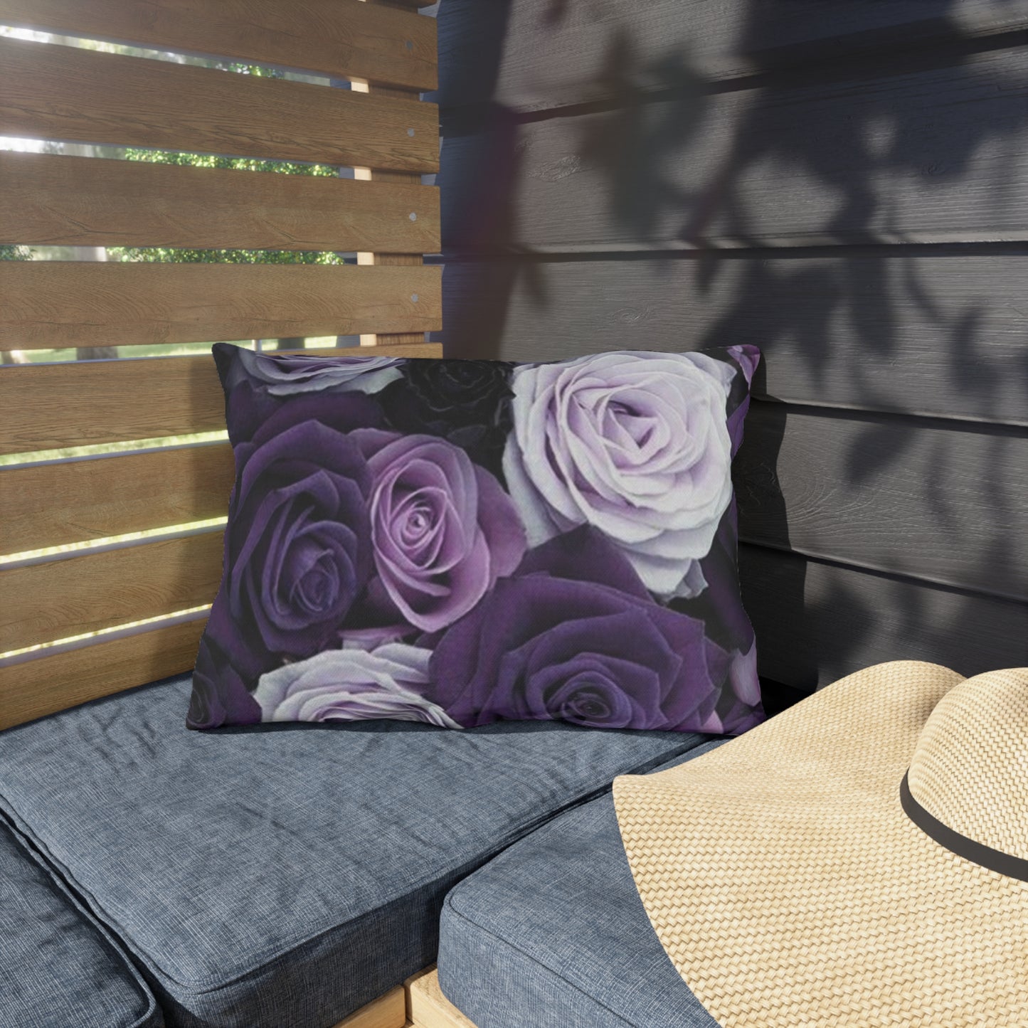 Purple Roses Outdoor Pillow