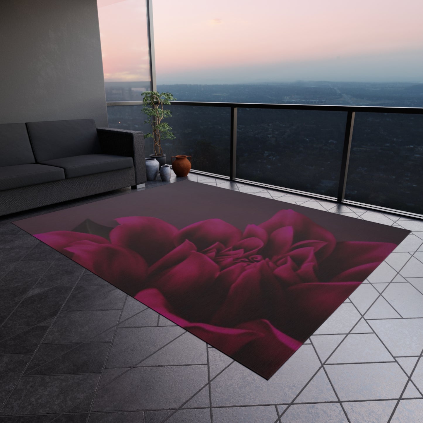 Magenta Dahlia Outdoor Rug