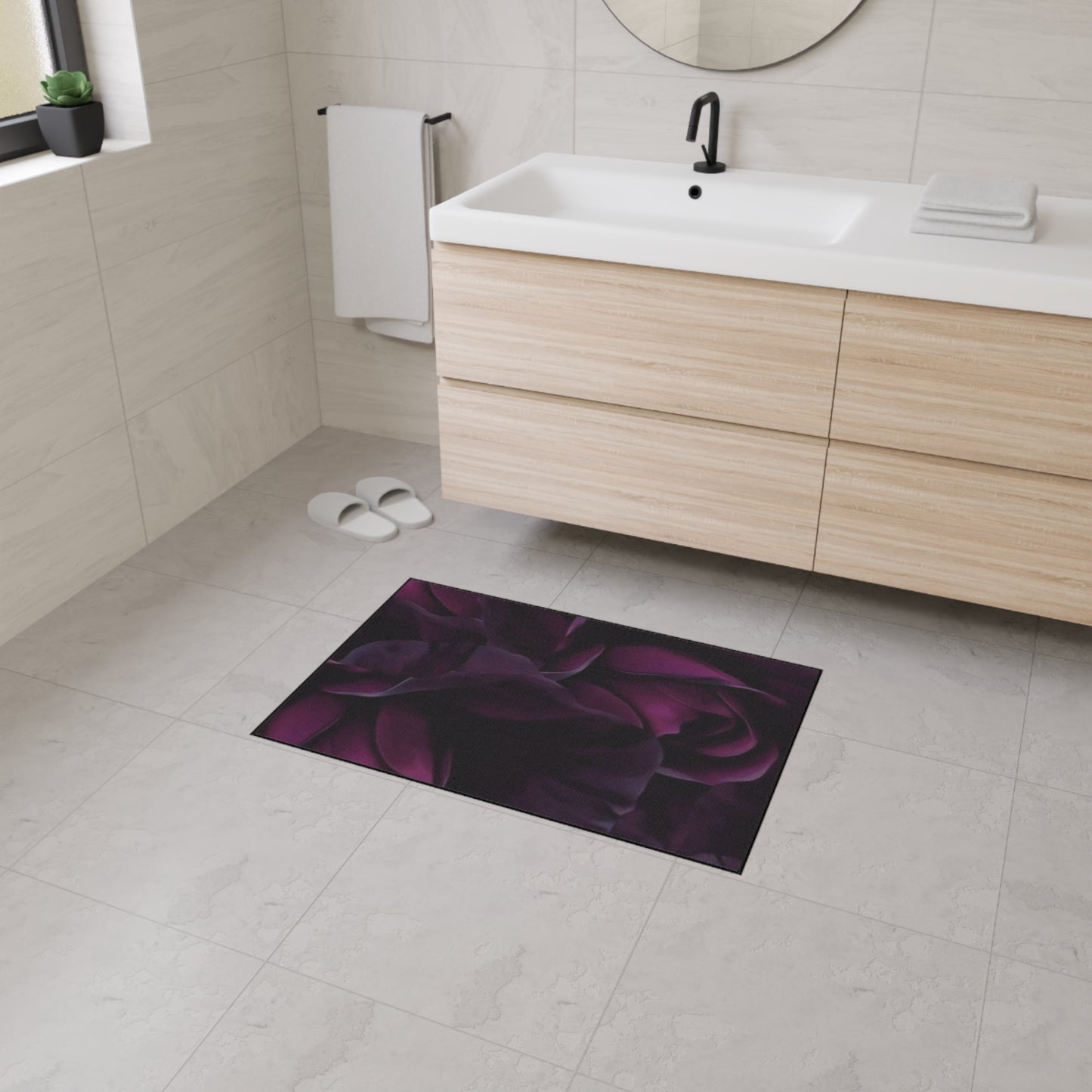 Dark Purple Floral Heavy Duty Floor Mat