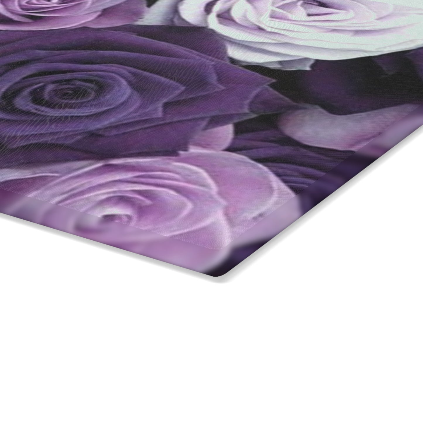 Purple Roses Floral Glass Cutting Board – Decorative Kitchen Must-Have