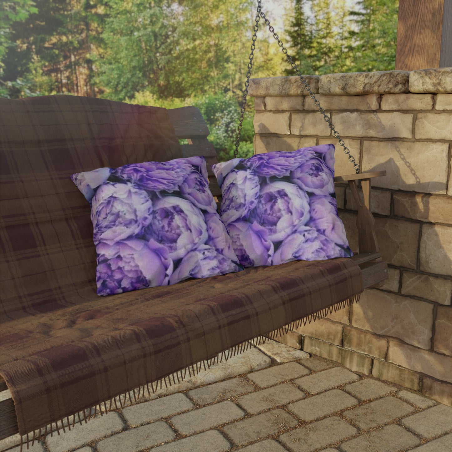 Purple Peony Outdoor Pillow