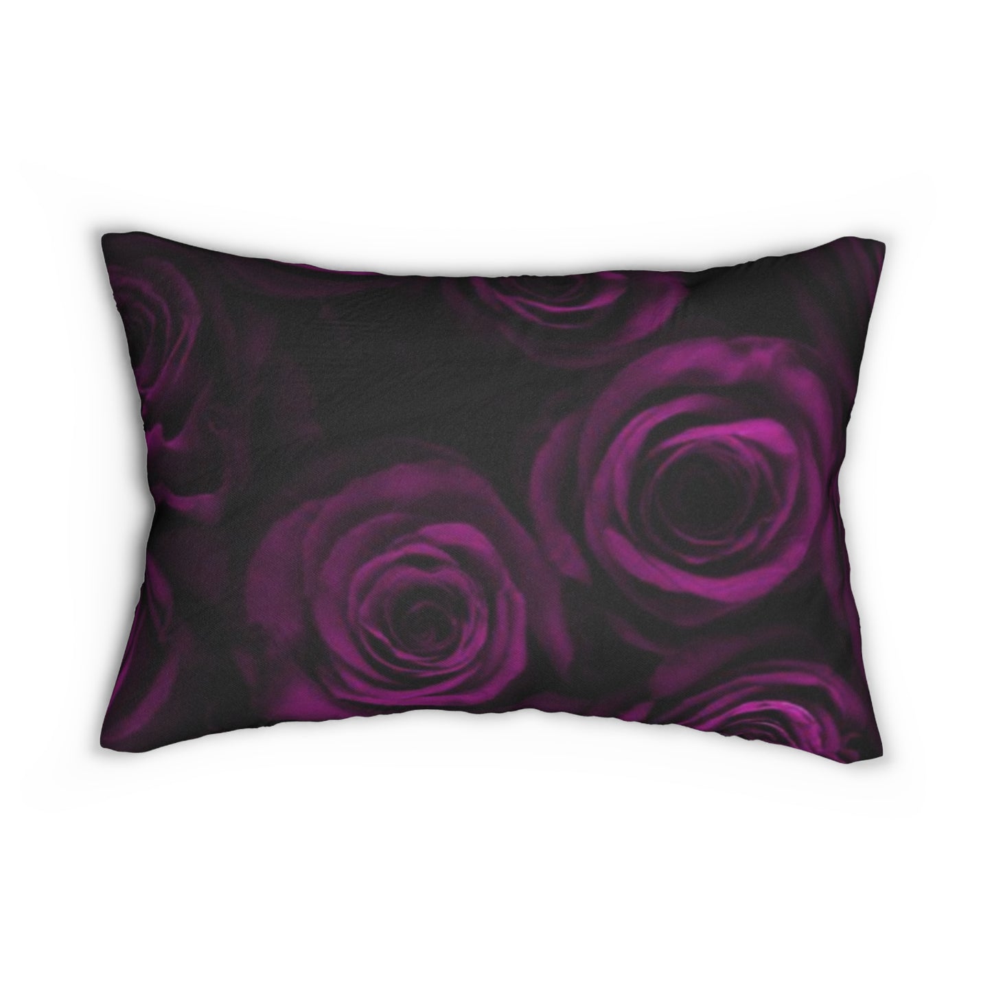 Dark Purple Roses Lumbar Pillow