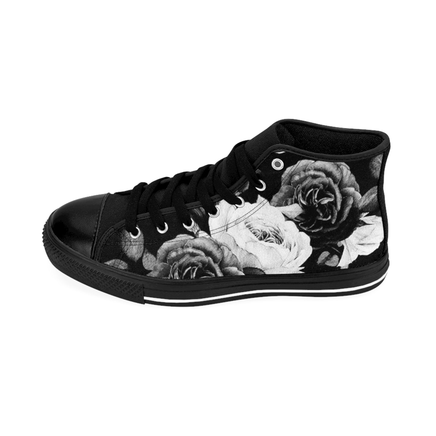 Black & White Floral Crew Socks
