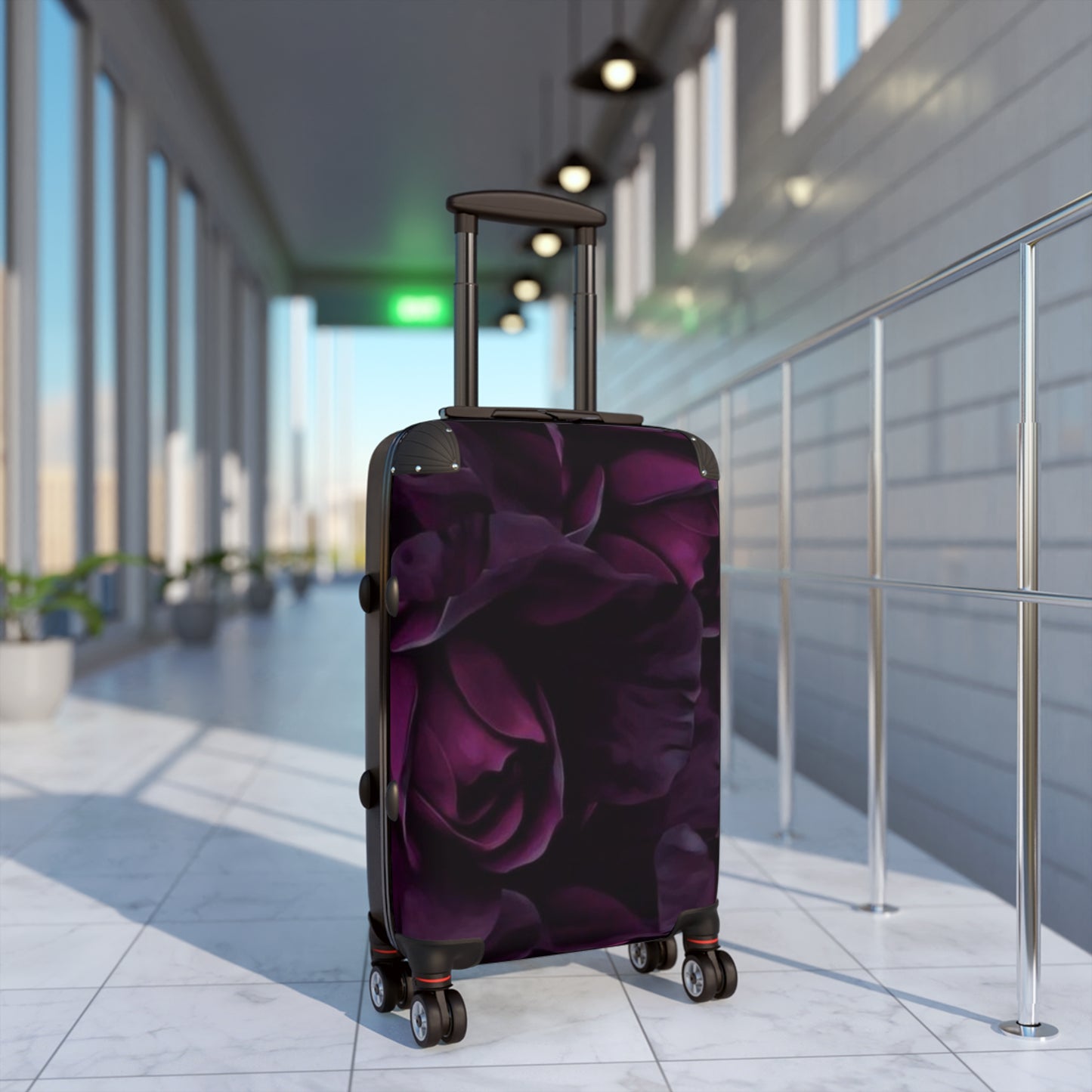 Dark Purple Floral Suitcase