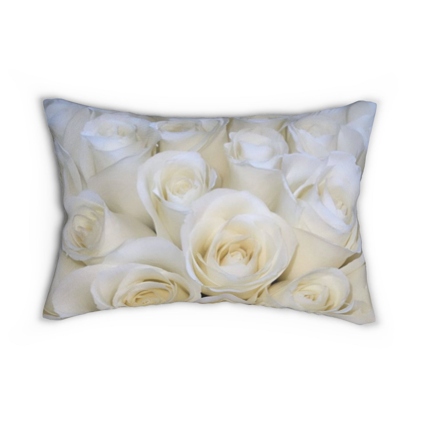 Floral Lumbar Pillow – White Roses Design