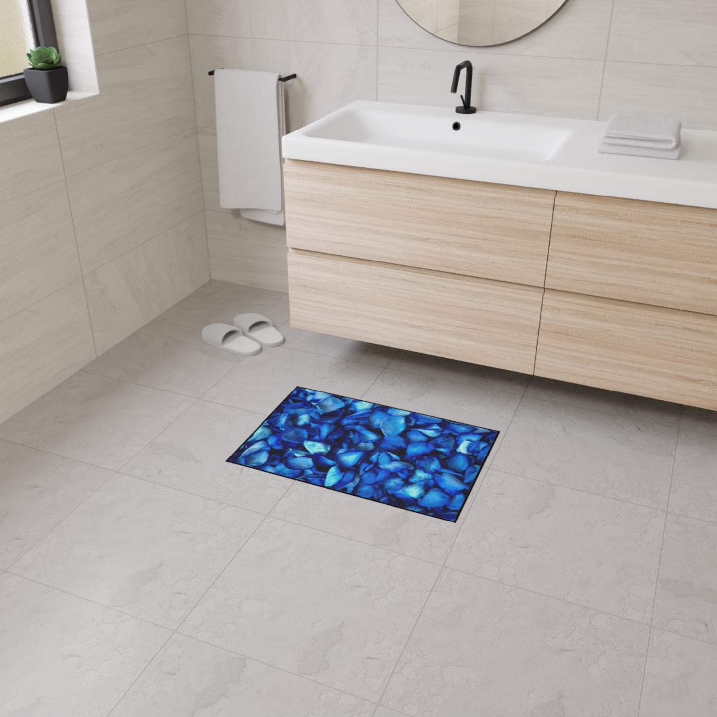 Blue Petals Heavy Duty Floor Mat