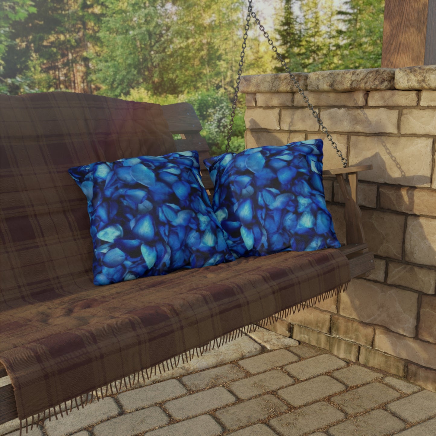 Blue Petals Outdoor Pillow