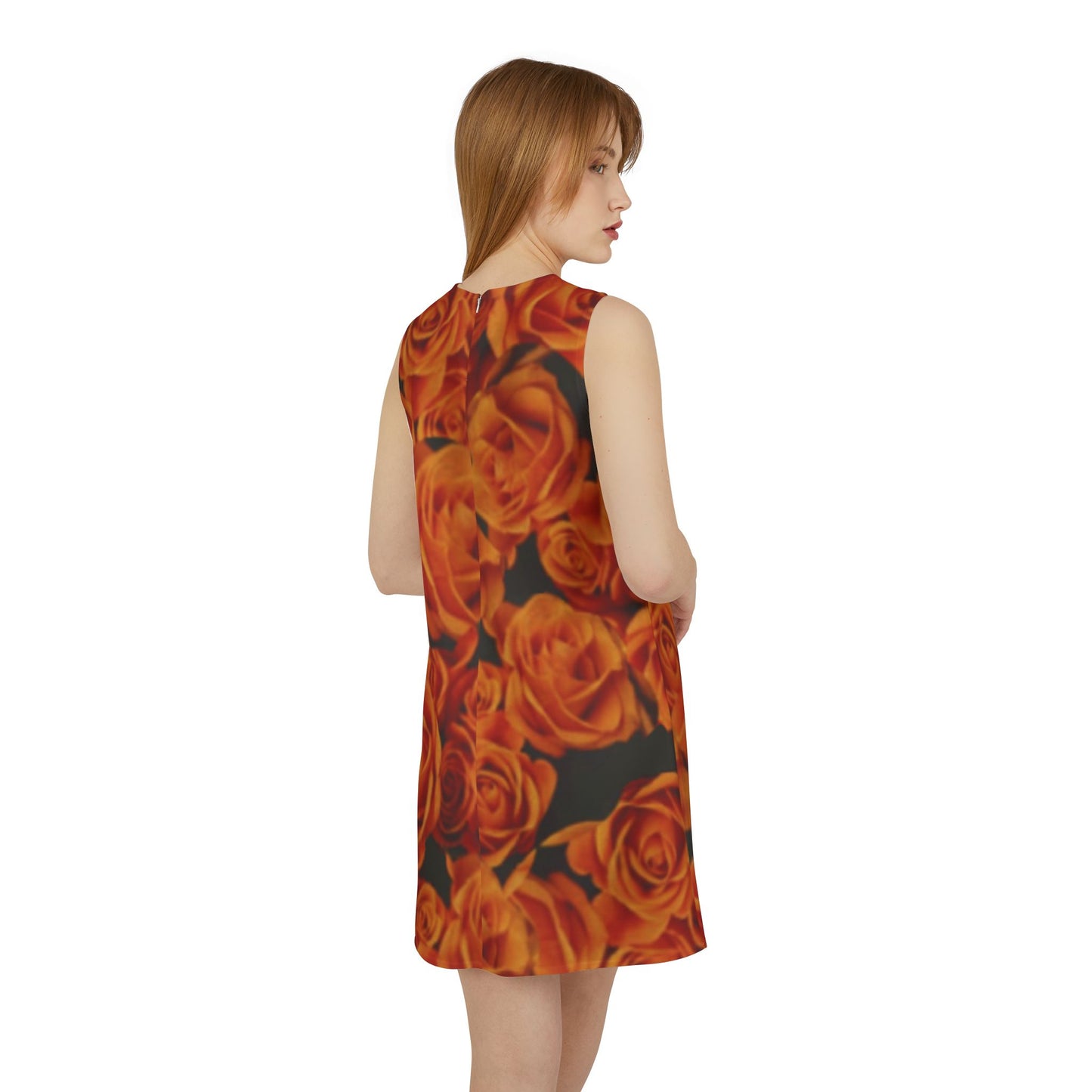 Orange Roses Sleeveless Dress