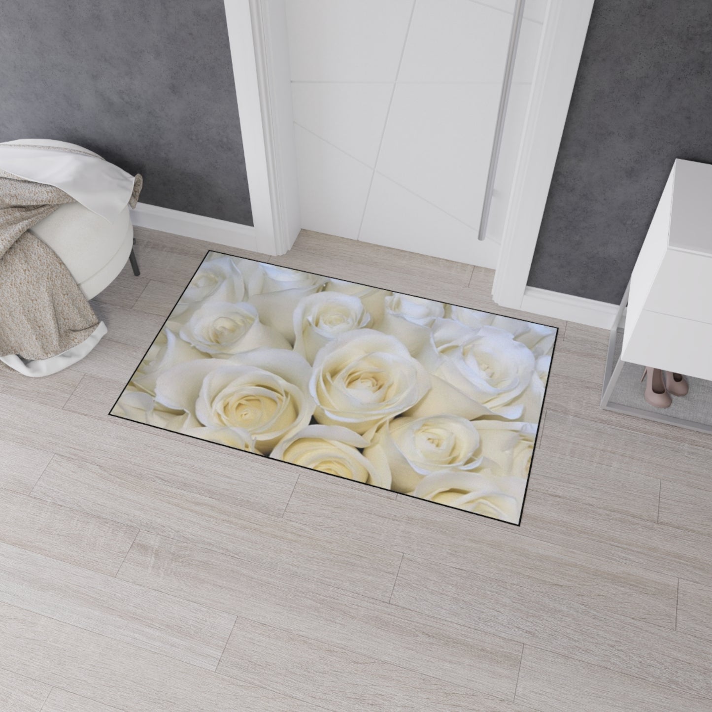 White Roses Heavy Duty Floor Mat